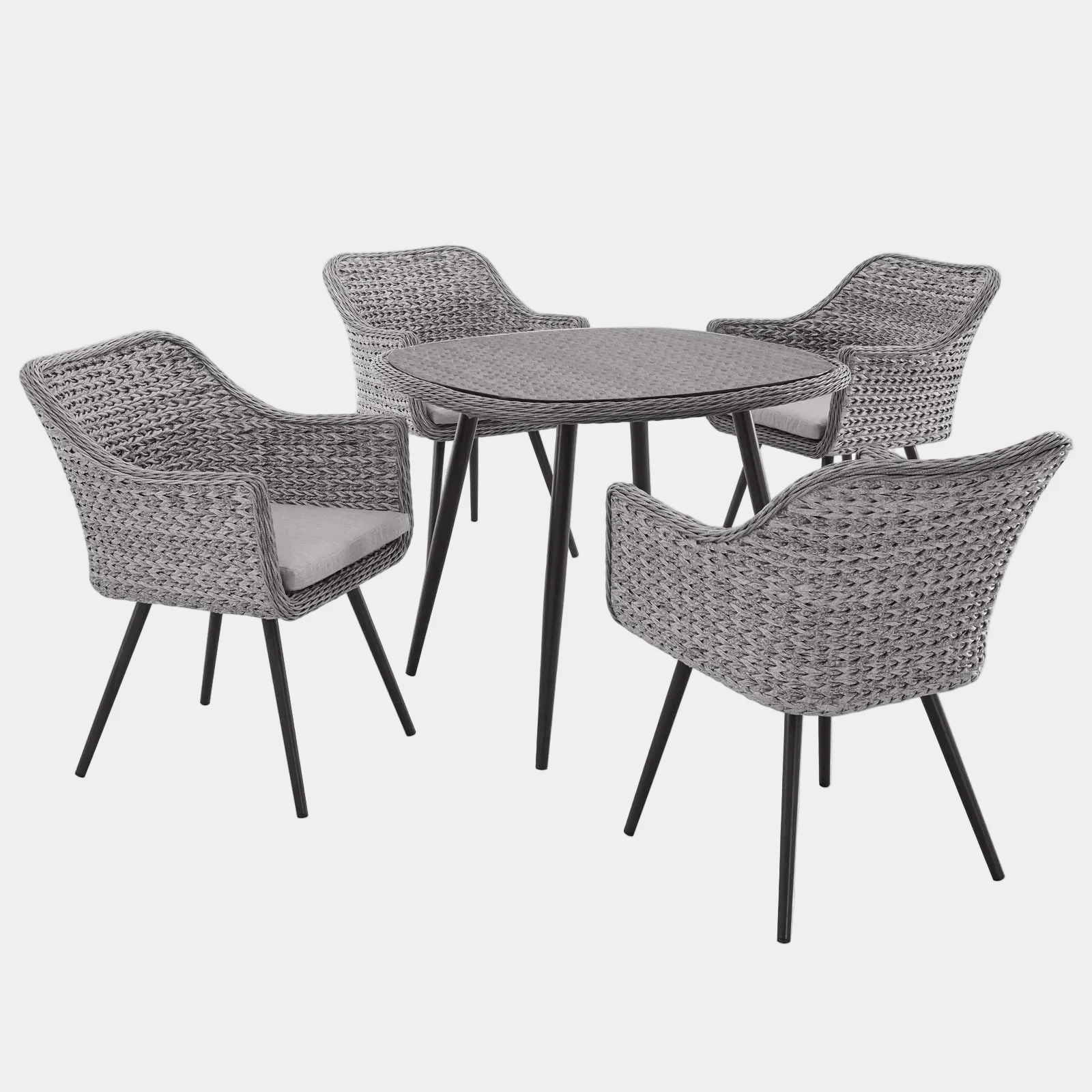 Endeavor 5 Piece Outdoor Patio Wicker Rattan Dining Set in Gray Gray