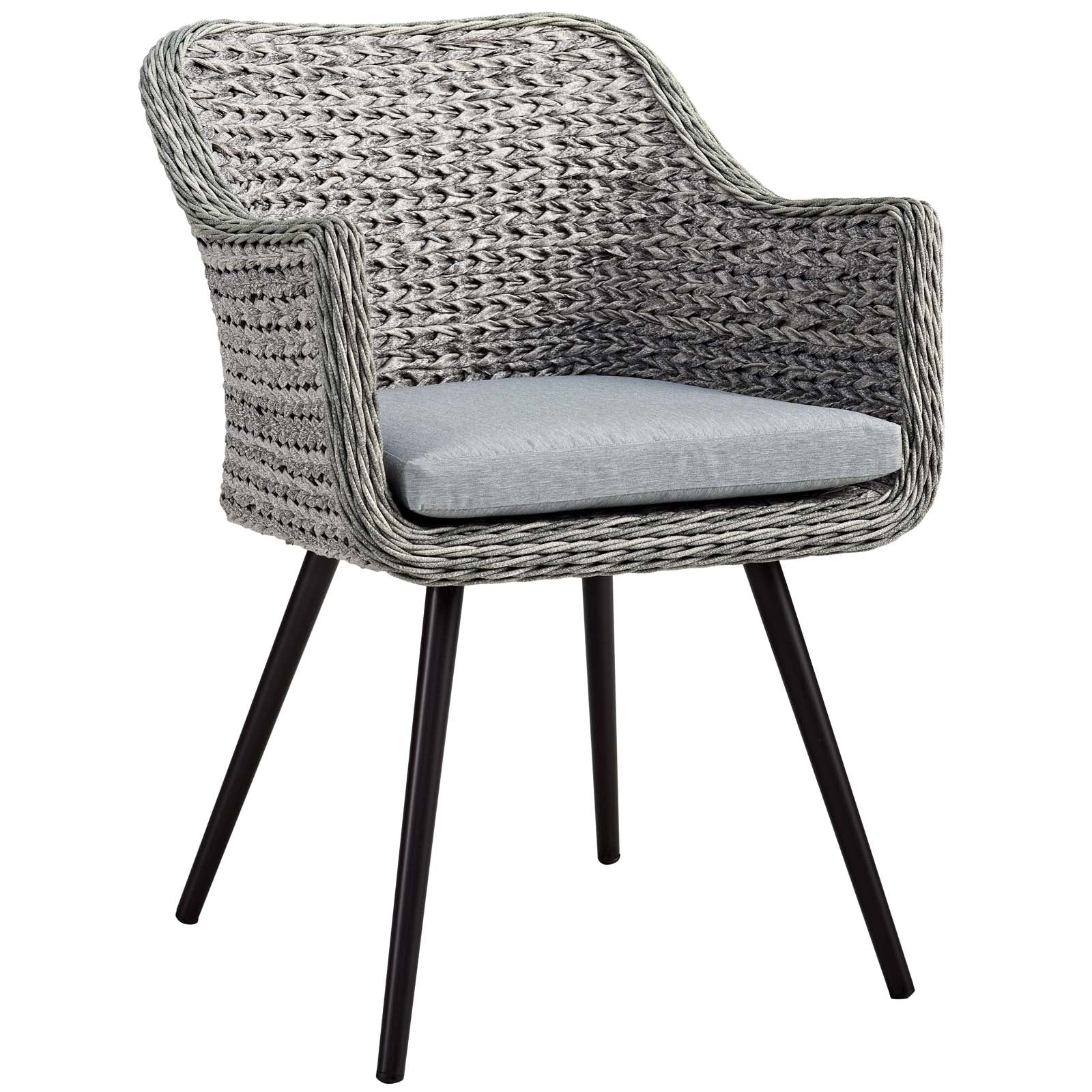 Endeavor 5 Piece Outdoor Patio Wicker Rattan Dining Set in Gray Gray - Image 5