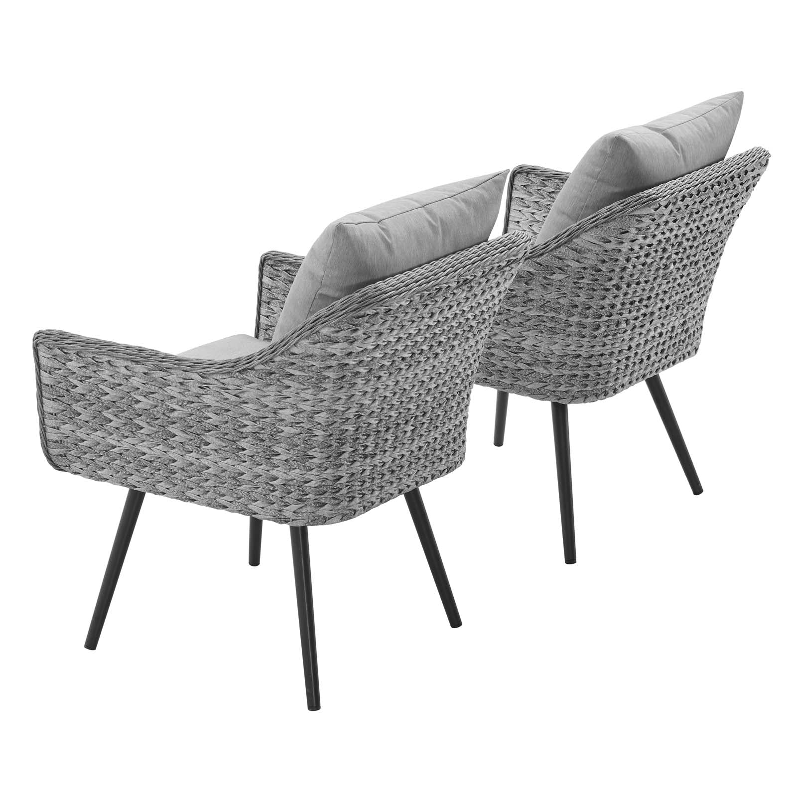 Endeavor Outdoor Patio Wicker Rattan Armchair Set of 2 in Gray Gray - Image 4