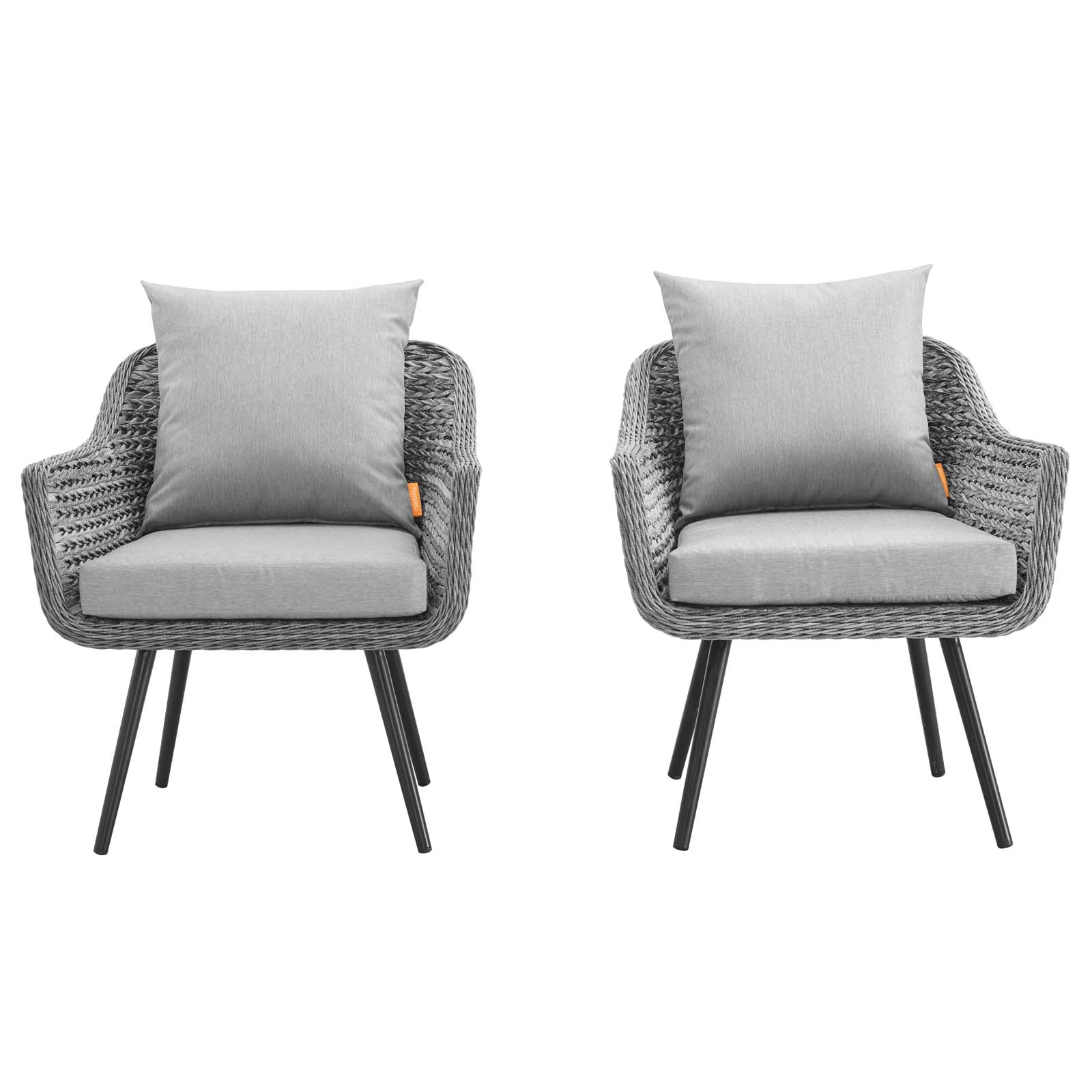 Endeavor Outdoor Patio Wicker Rattan Armchair Set of 2 in Gray Gray - Image 6