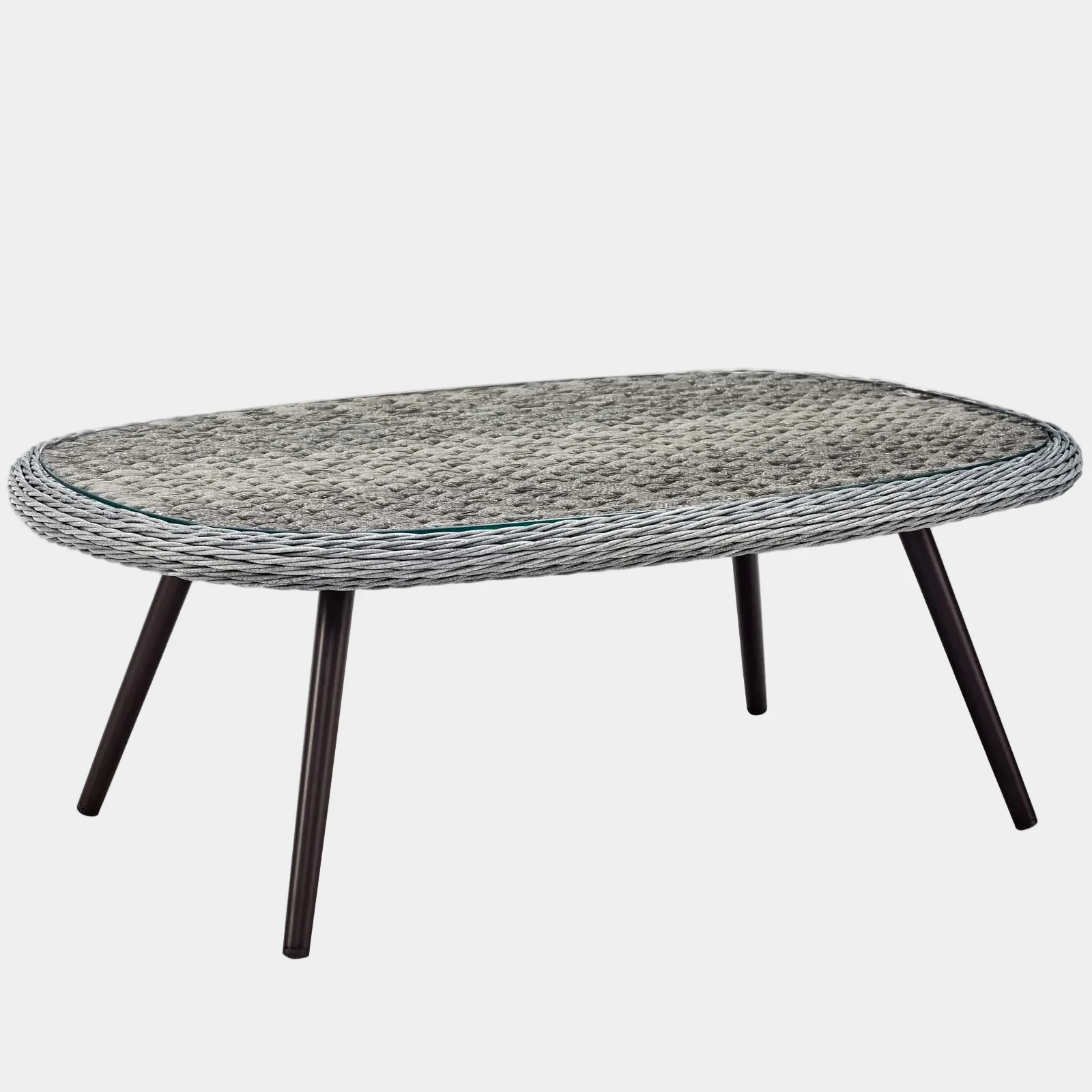 Endeavor Outdoor Patio Wicker Rattan Coffee Table in Gray