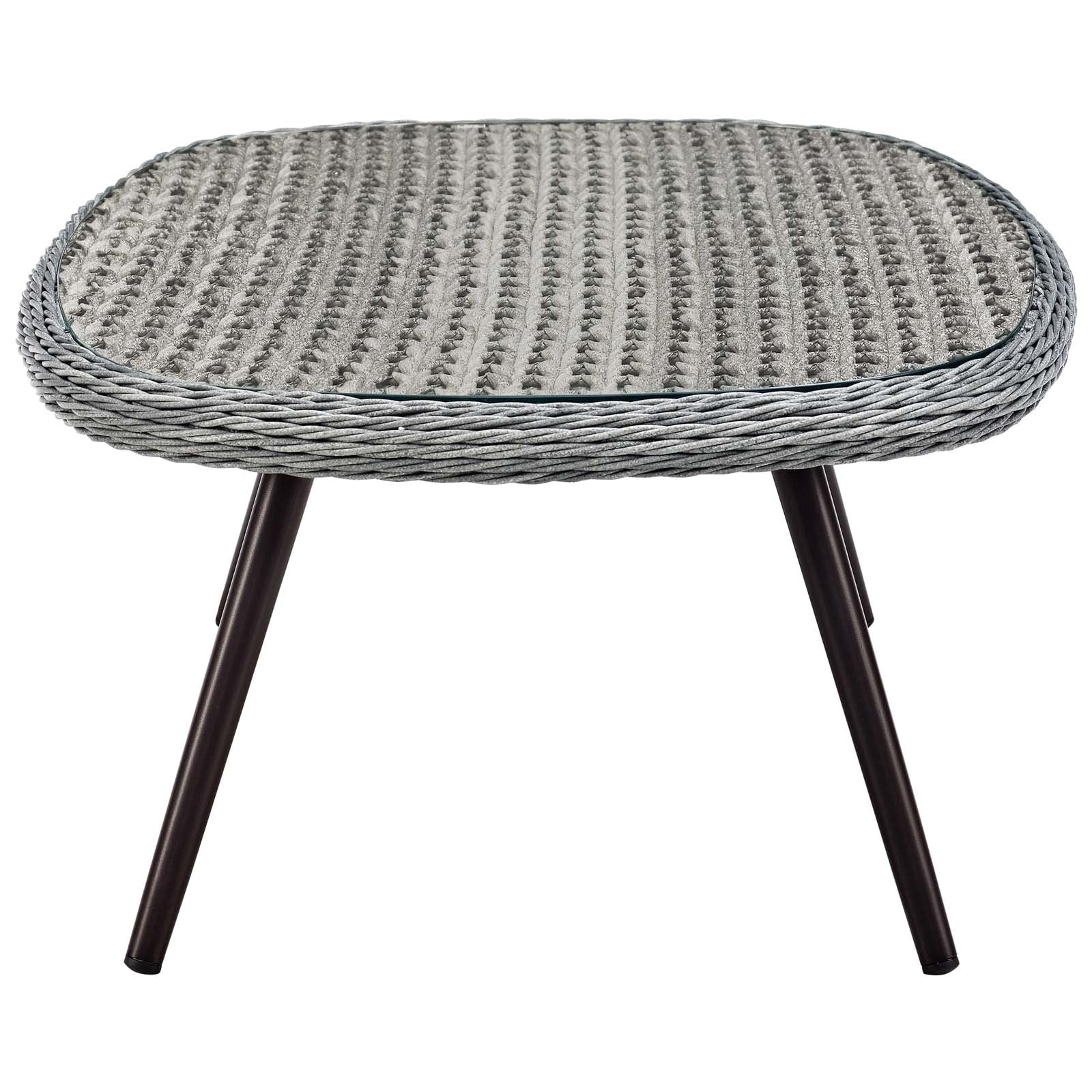 Endeavor Outdoor Patio Wicker Rattan Coffee Table in Gray - Image 4