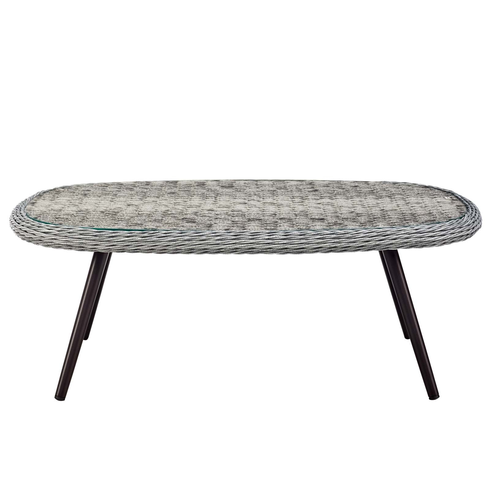 Endeavor Outdoor Patio Wicker Rattan Coffee Table in Gray - Image 5