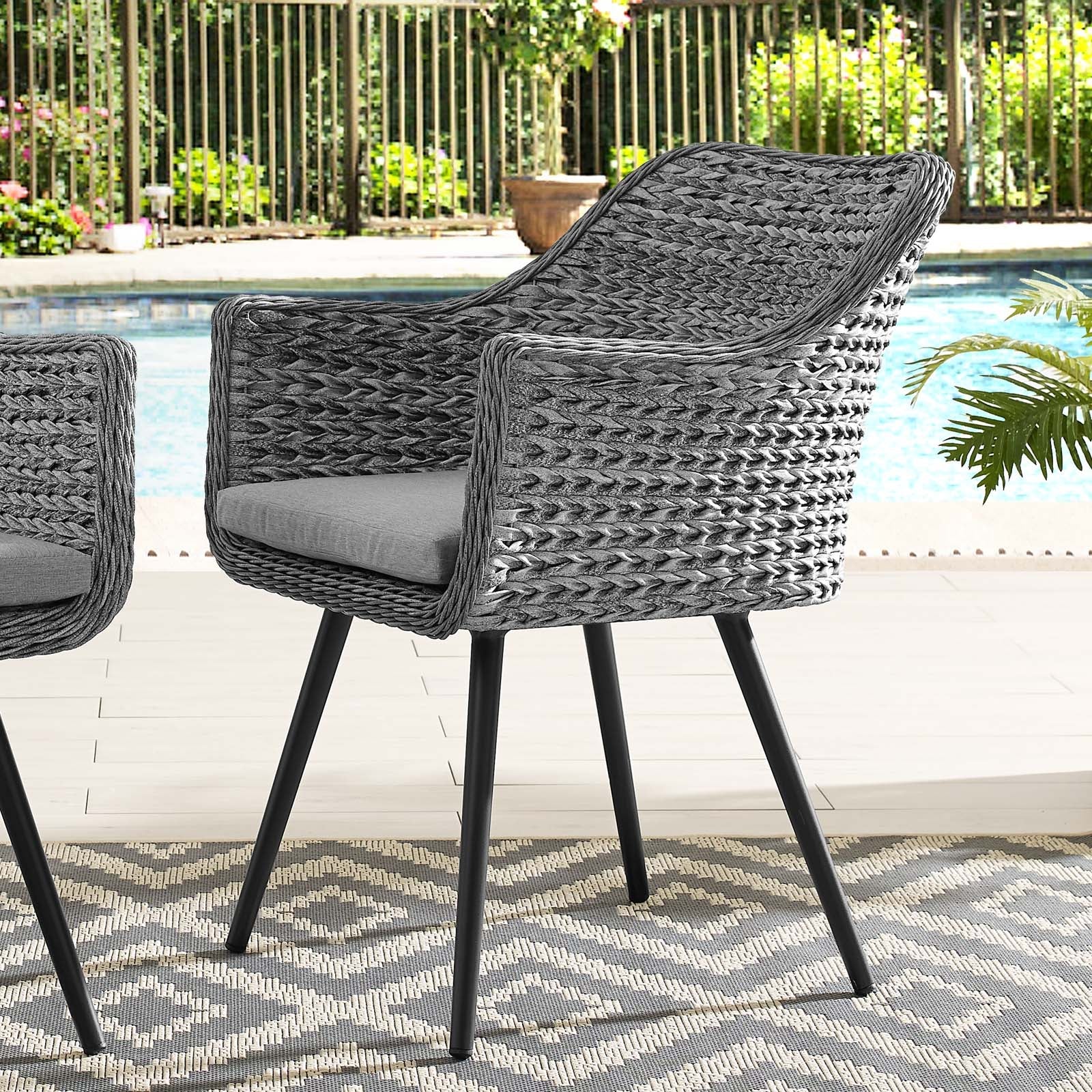 Endeavor Outdoor Patio Wicker Rattan Dining Armchair in Gray - Image 2