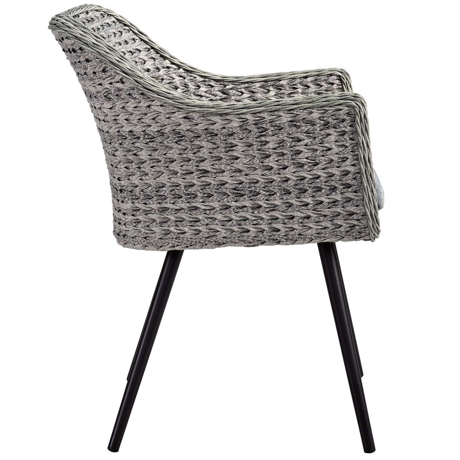 Endeavor Outdoor Patio Wicker Rattan Dining Armchair Set of 2 - Image 4