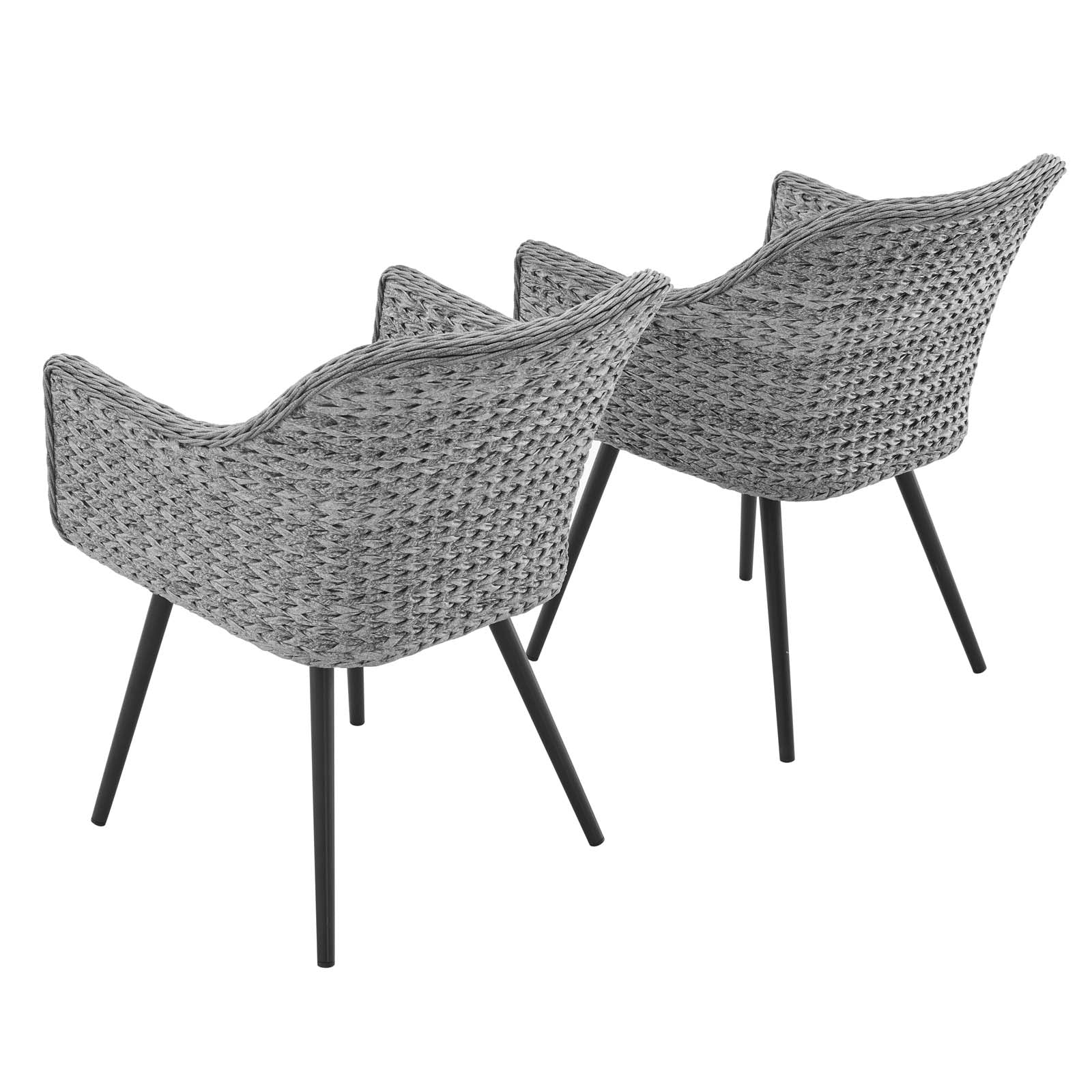 Endeavor Outdoor Patio Wicker Rattan Dining Armchair Set of 2 - Image 5
