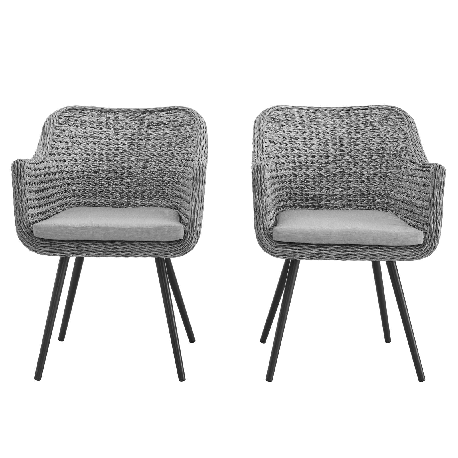 Endeavor Outdoor Patio Wicker Rattan Dining Armchair Set of 2 - Image 6