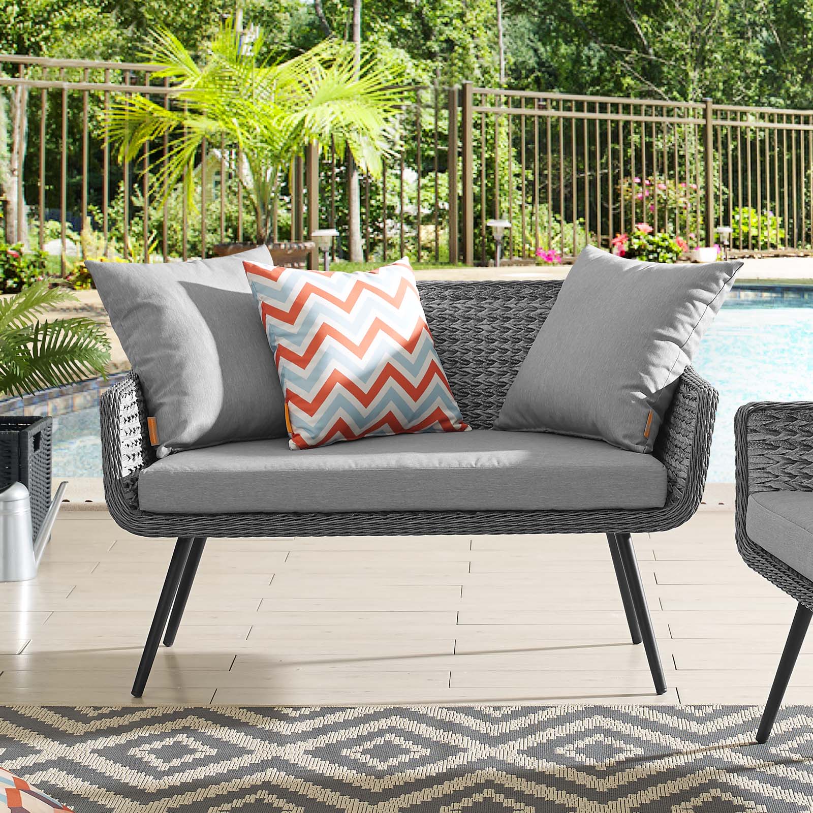 Endeavor Outdoor Patio Wicker Rattan Loveseat - Image 2