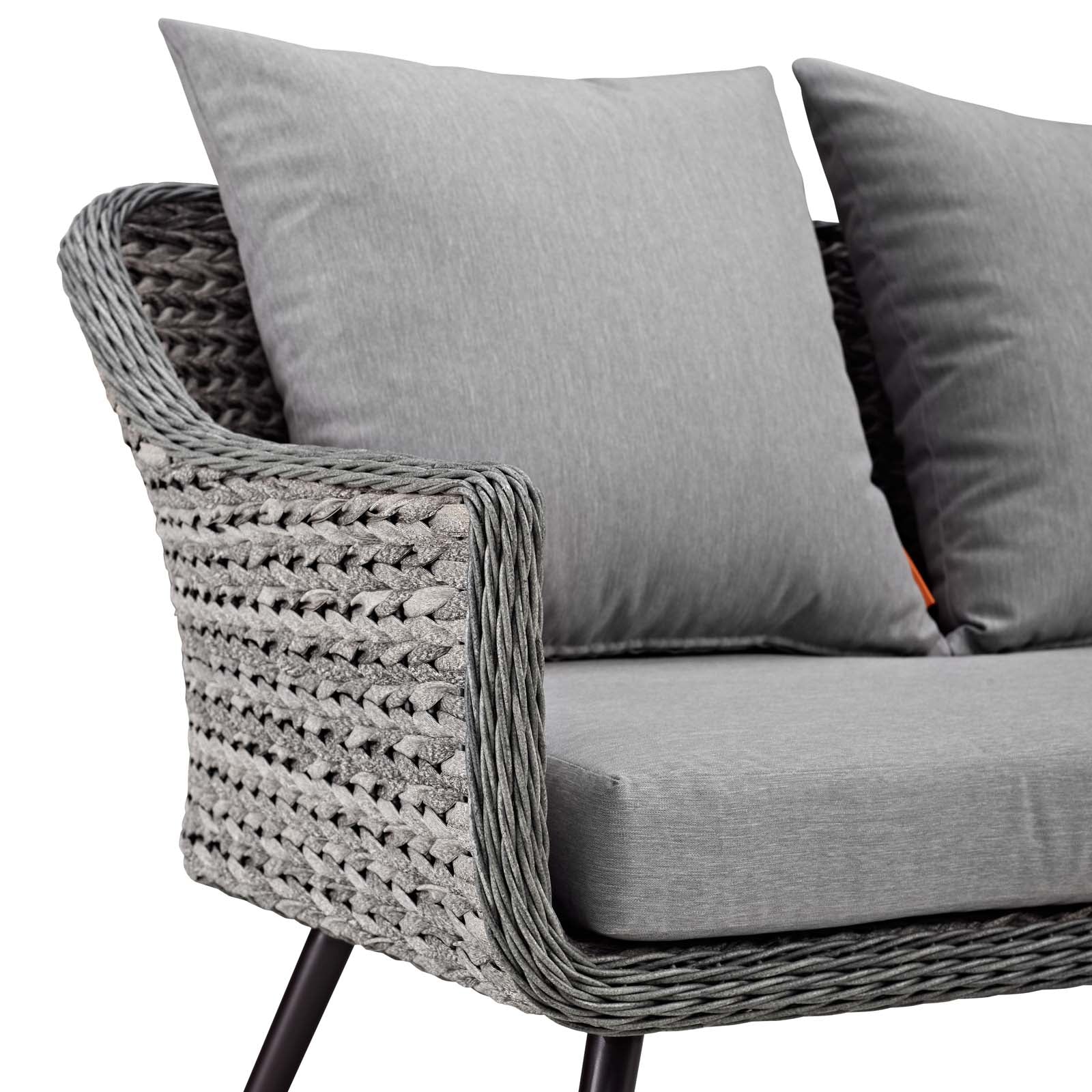 Endeavor Outdoor Patio Wicker Rattan Loveseat - Image 5
