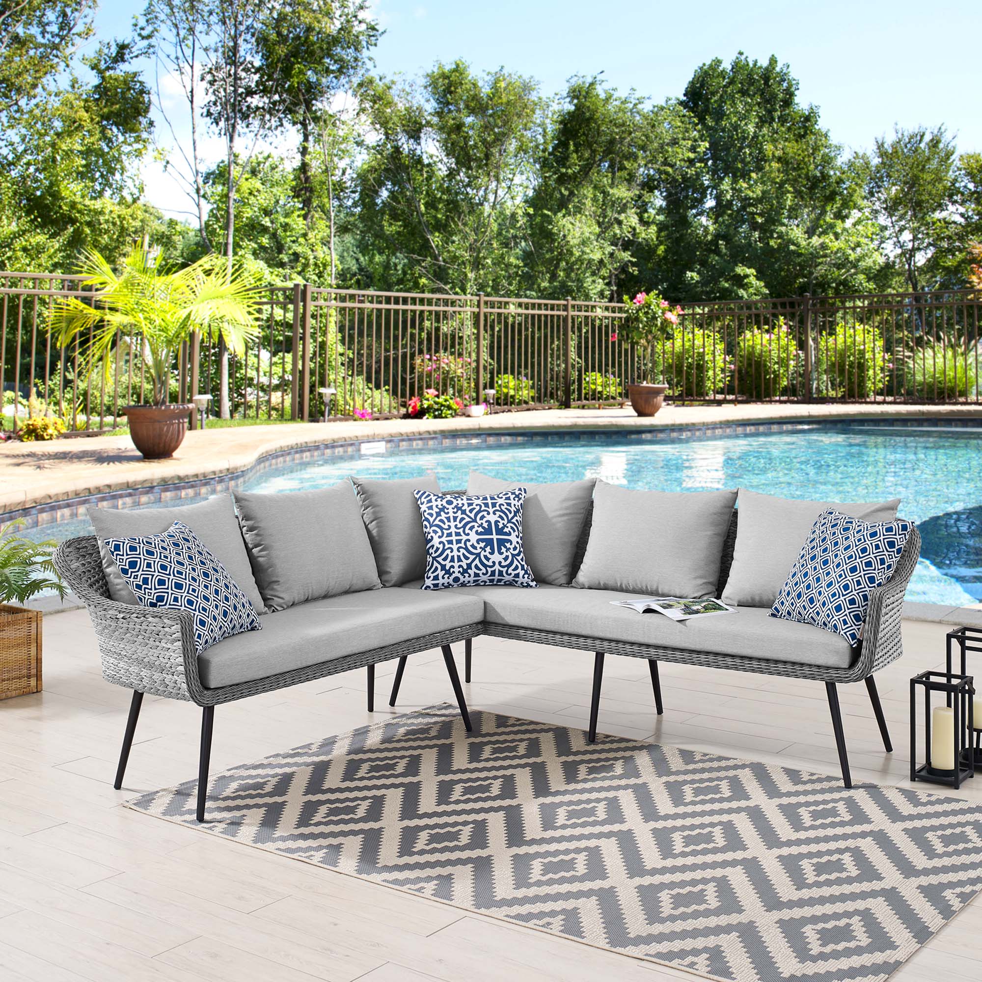 Endeavor Outdoor Patio Wicker Rattan Sectional Sofa - Image 2