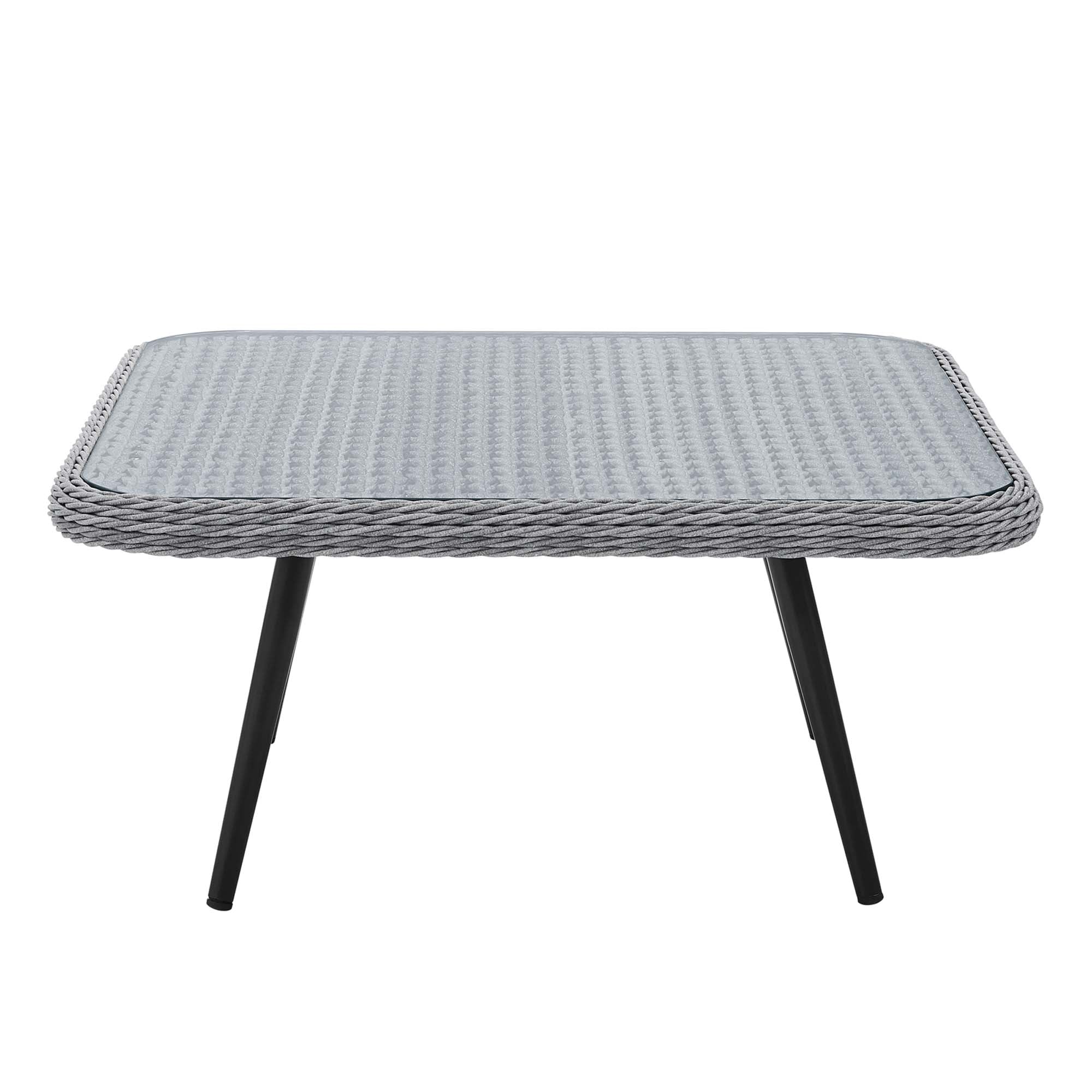 Endeavor Outdoor Patio Wicker Rattan Square Coffee Table in Gray - Image 4