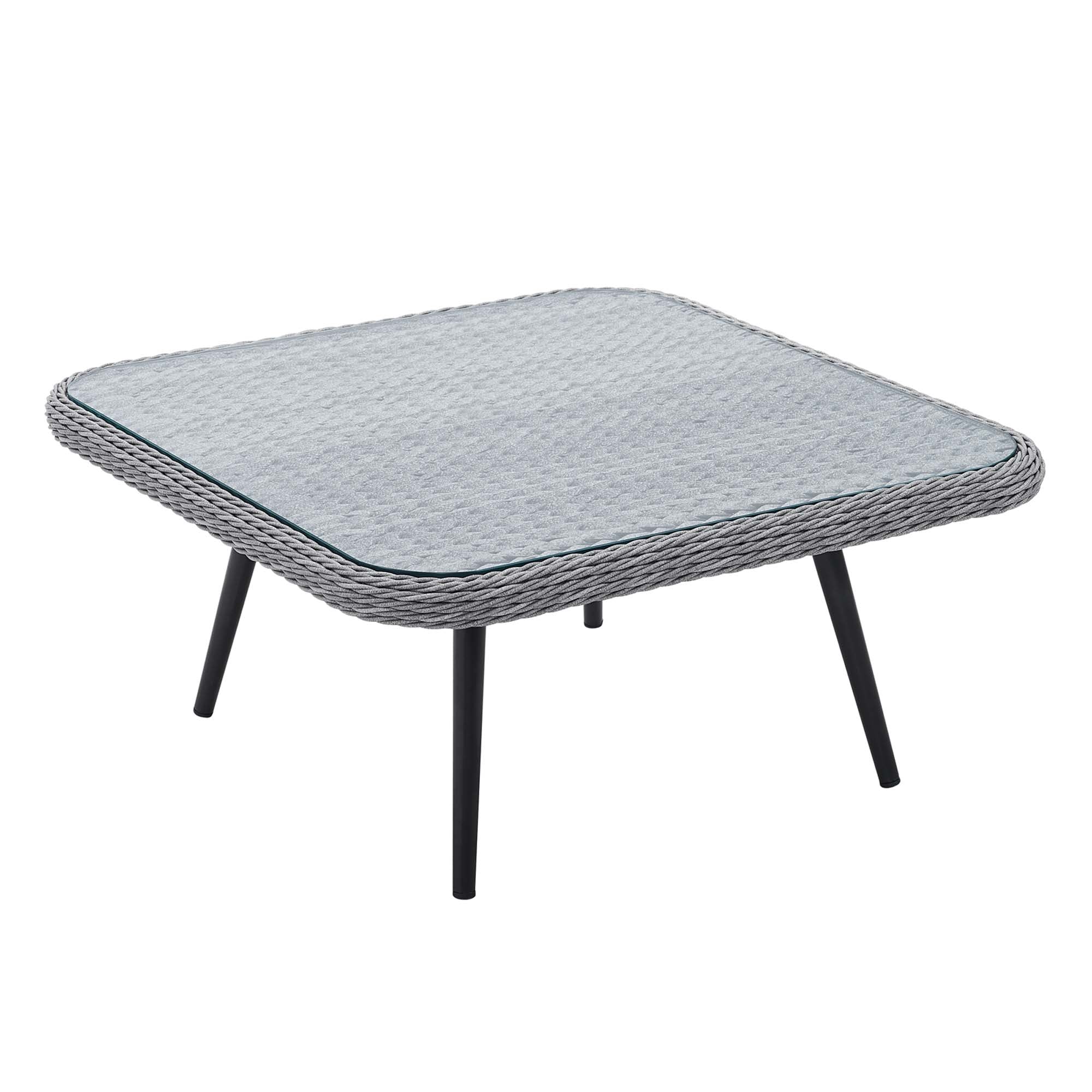 Endeavor Outdoor Patio Wicker Rattan Square Coffee Table in Gray - Image 5