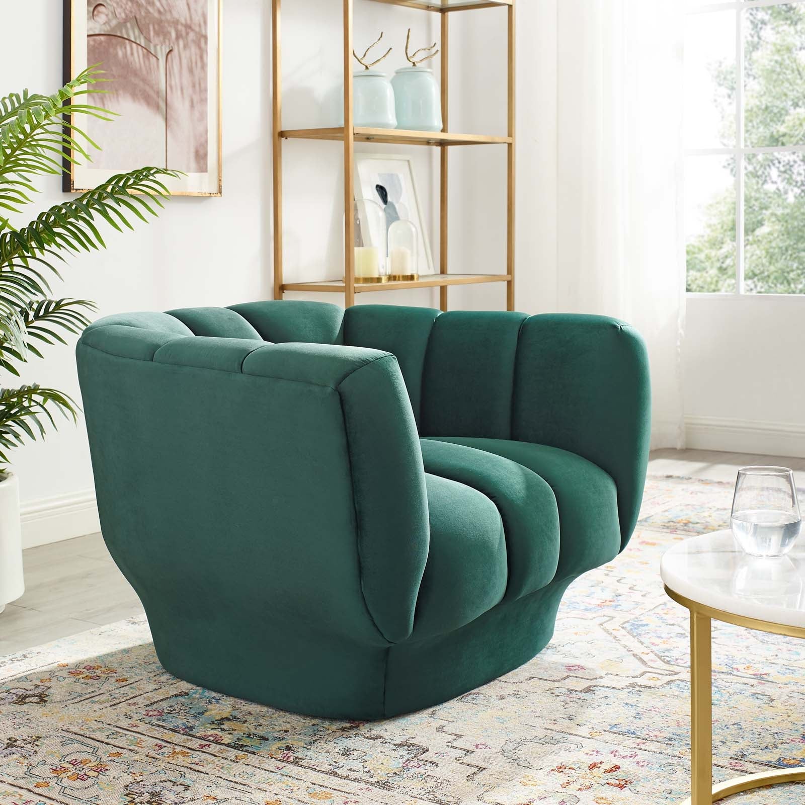 Entertain Vertical Channel Tufted Performance Velvet Armchair - Image 2