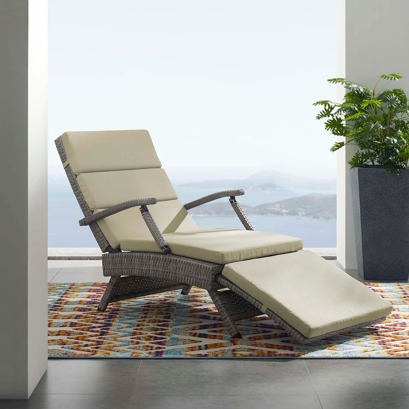 Envisage Chaise Outdoor Patio Wicker Rattan Lounge Chair - Image 2