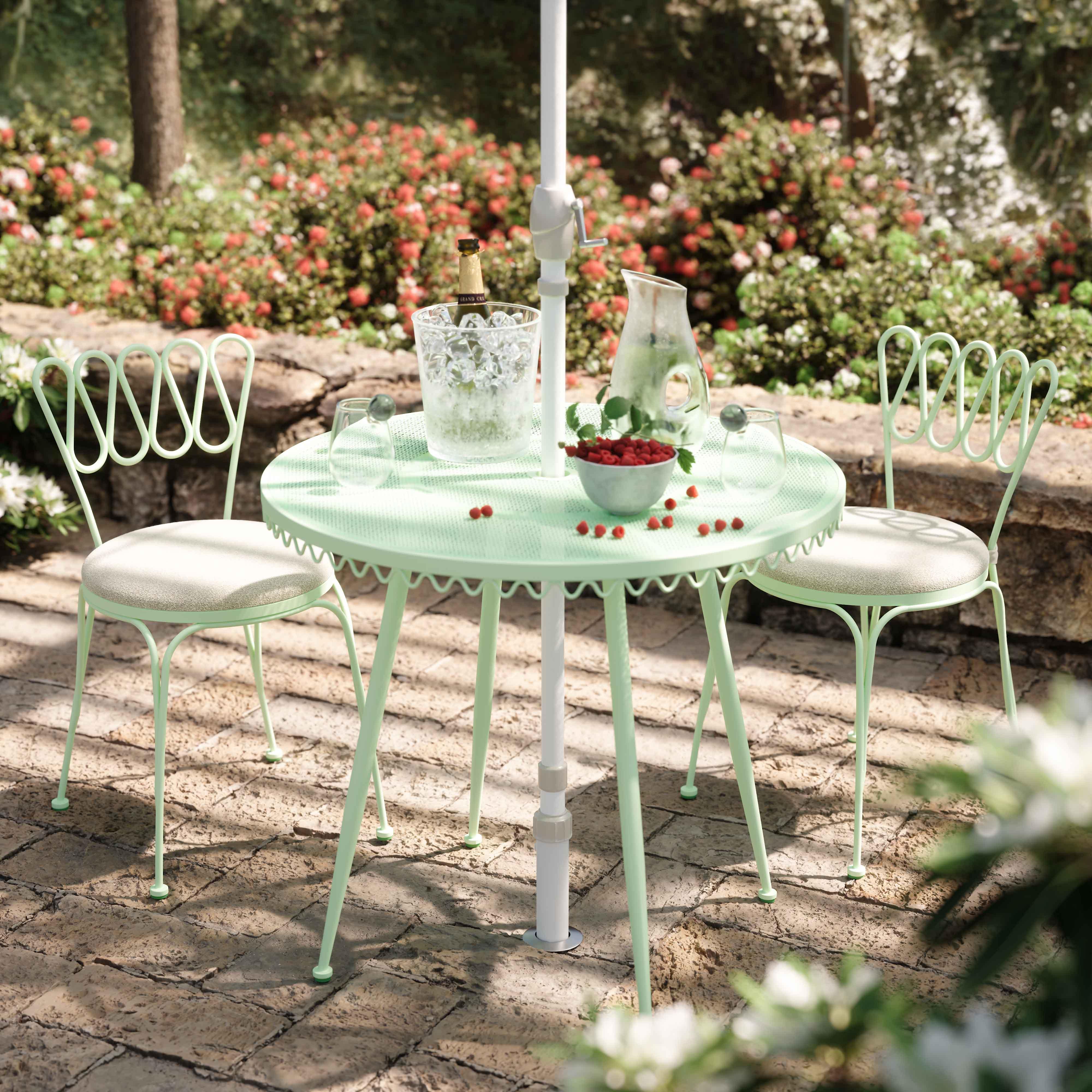 Erica 34" Wrought Iron Outdoor Round Cafe Table - Image 9