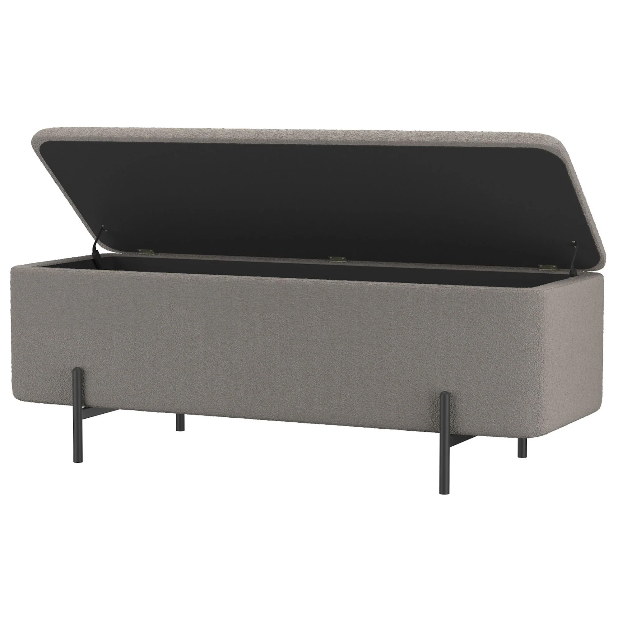 Erzo Storage Ottoman Bench in Warm Grey and Black - Image 3