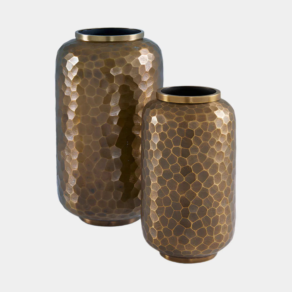 Ethen Aluminum Flower Vases: Antique Brass (Set of 2)