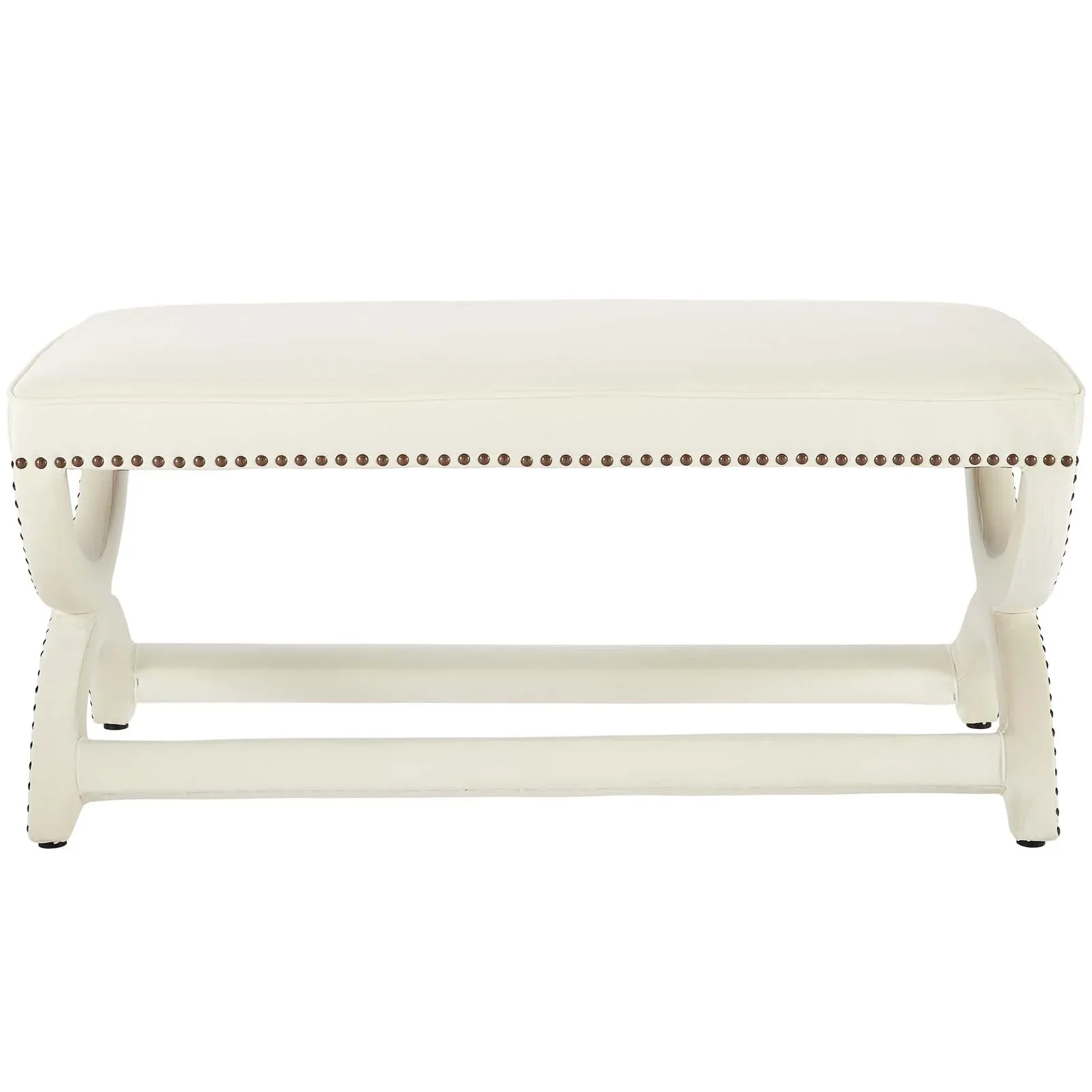 Expound Upholstered Nailhead Trim Performance Velvet Bench - Image 3
