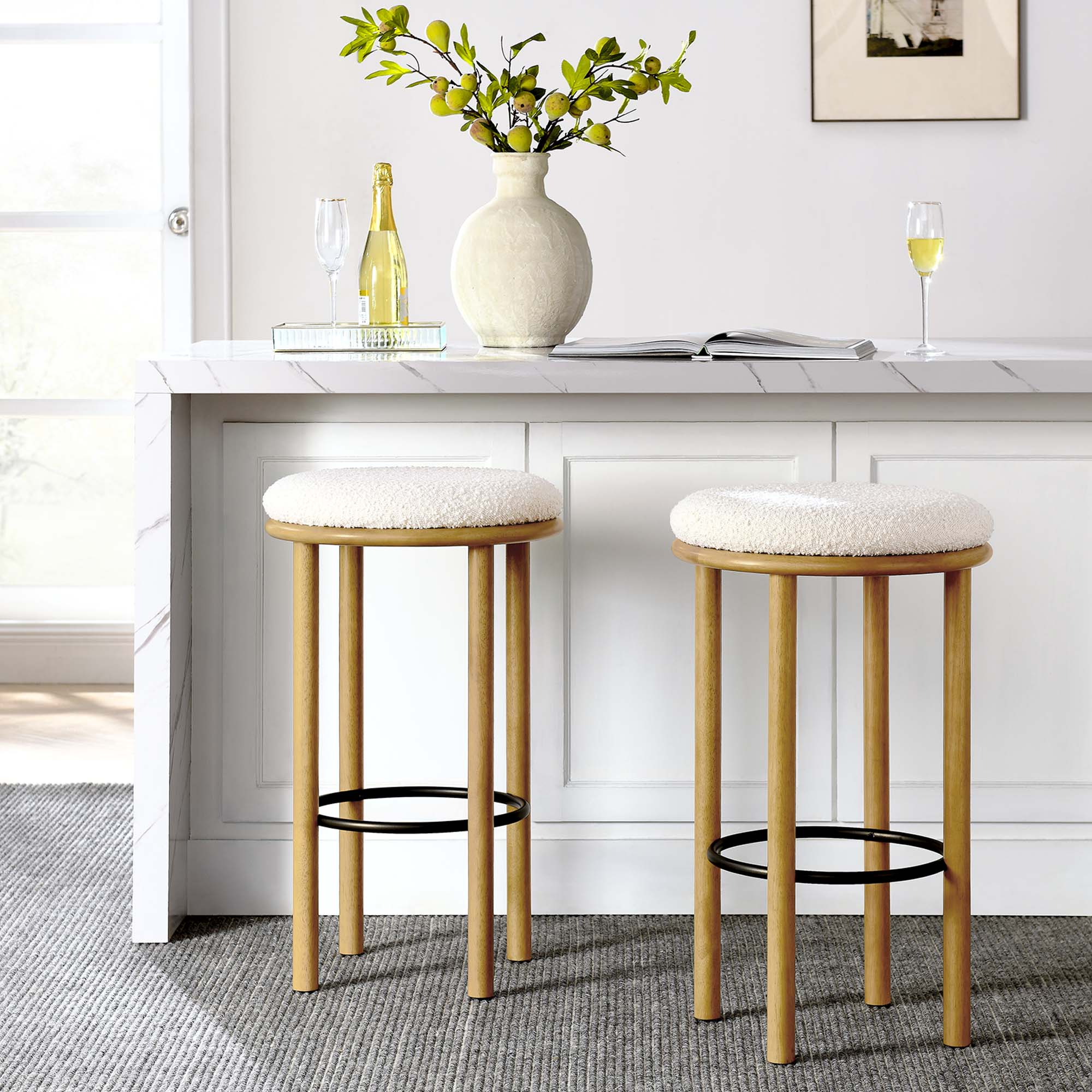 Fable Boucle Fabric Bar Stools Set of 2 - Image 2