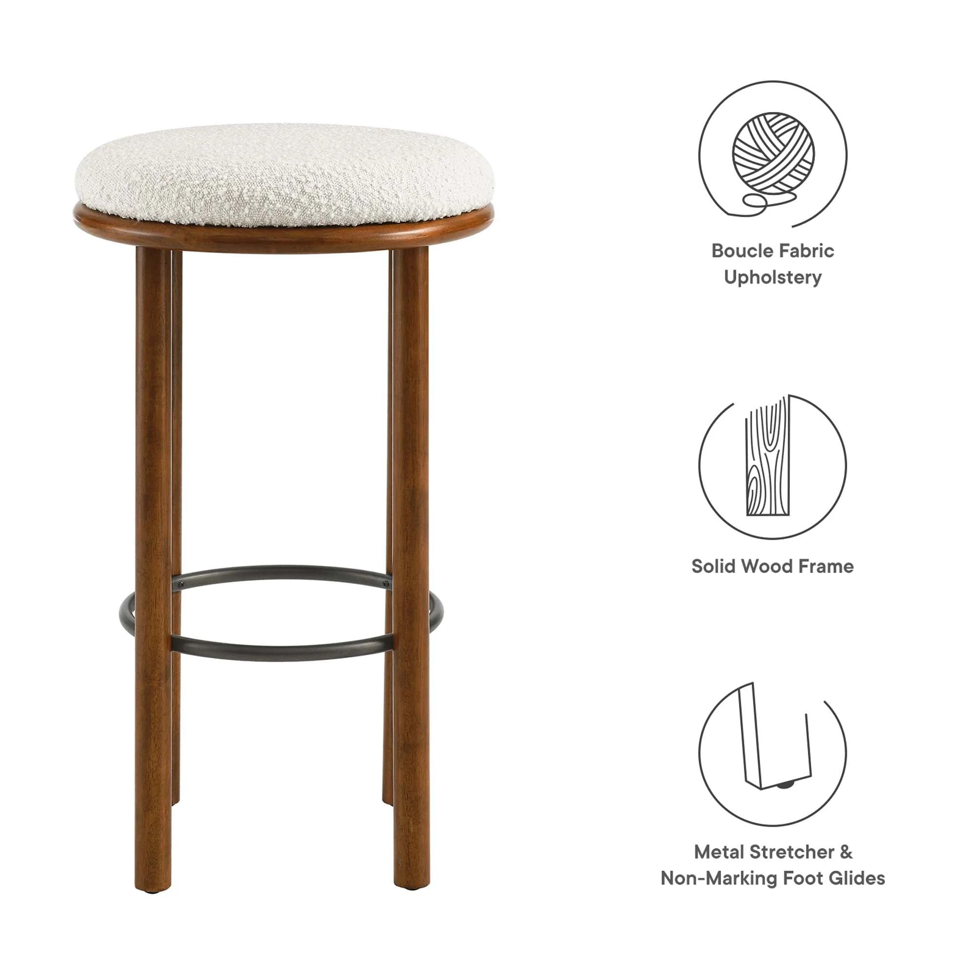 Fable Boucle Fabric Bar Stools Set of 2 - Image 23