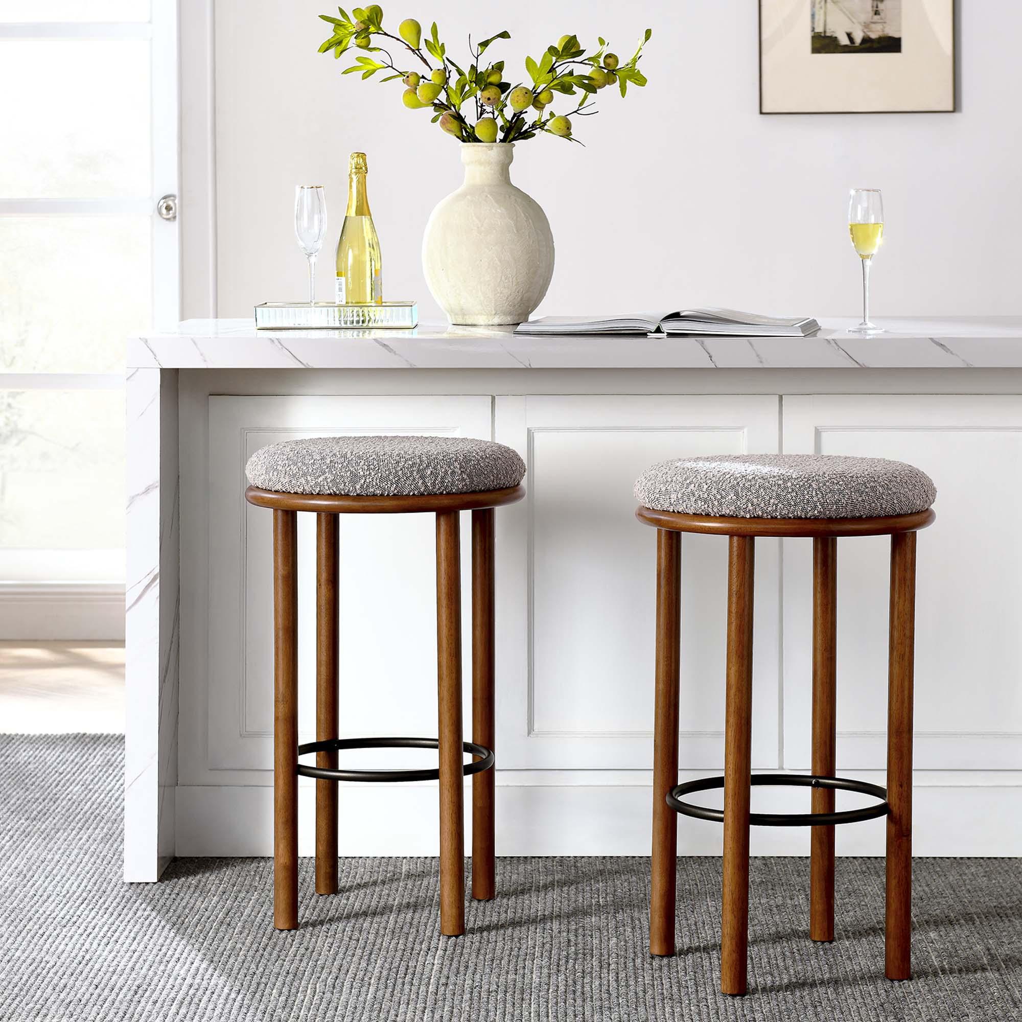 Fable Boucle Fabric Bar Stools Set of 2 - Image 26