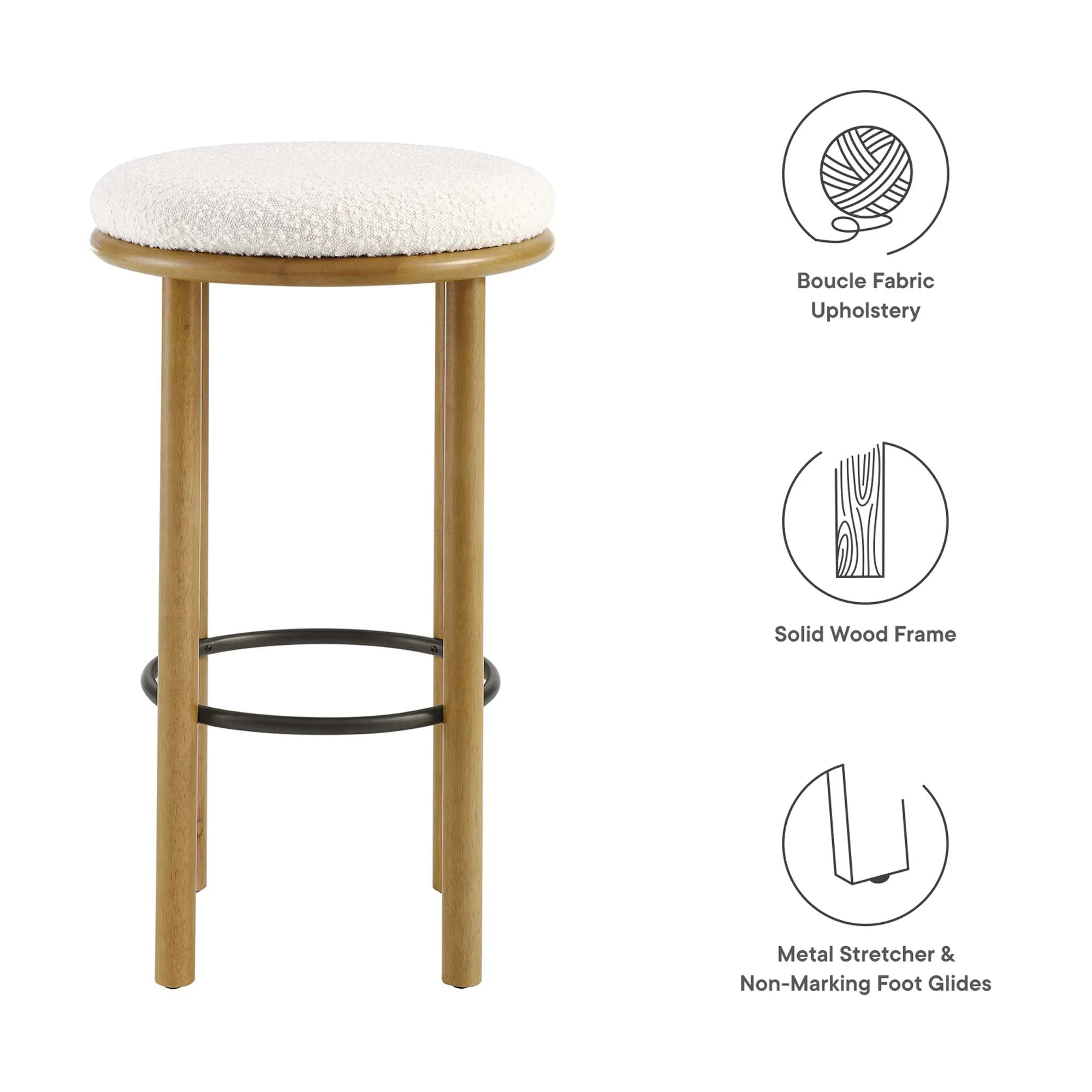 Fable Boucle Fabric Bar Stools Set of 2 - Image 7