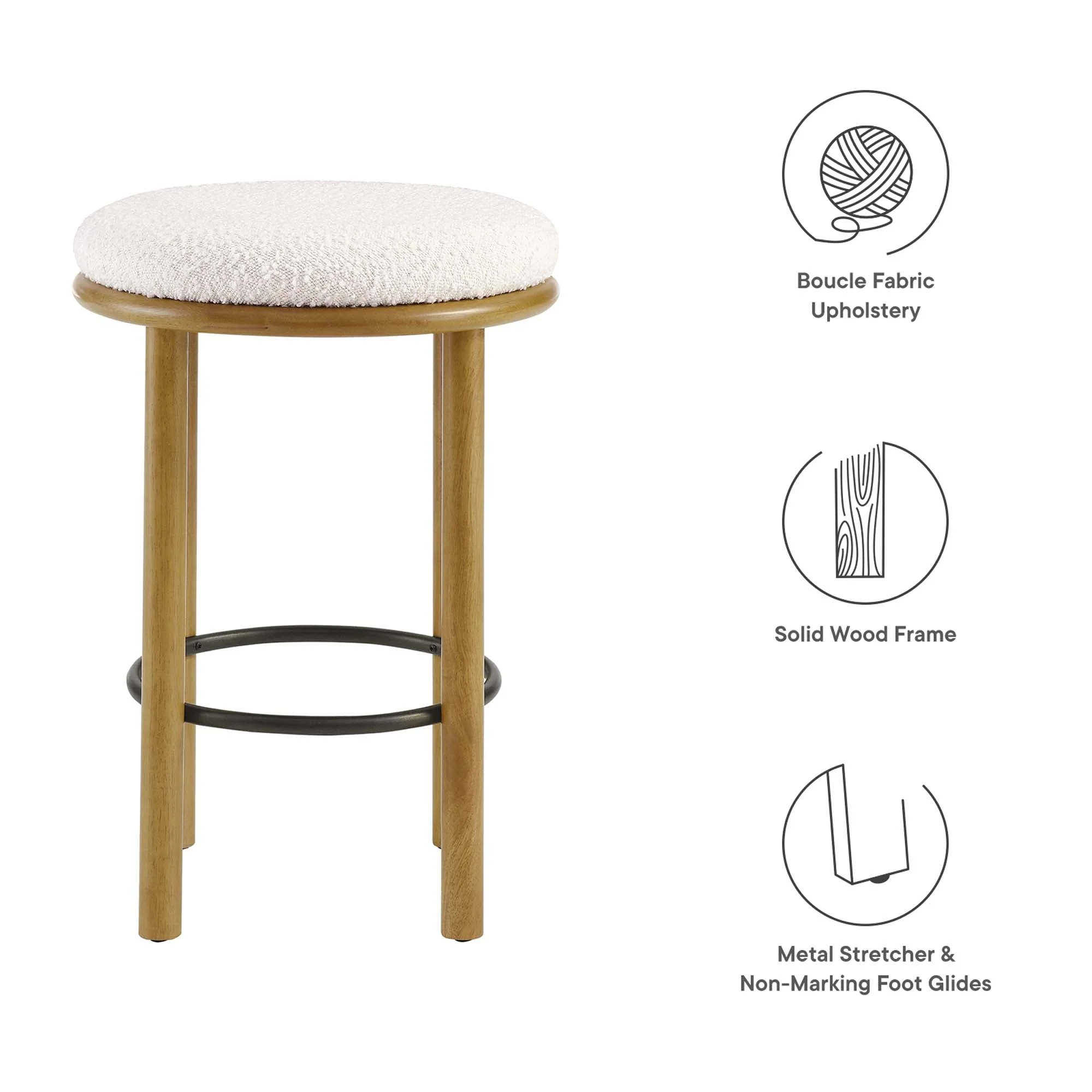 Fable Boucle Fabric Counter Stools Set of 2 - Image 7