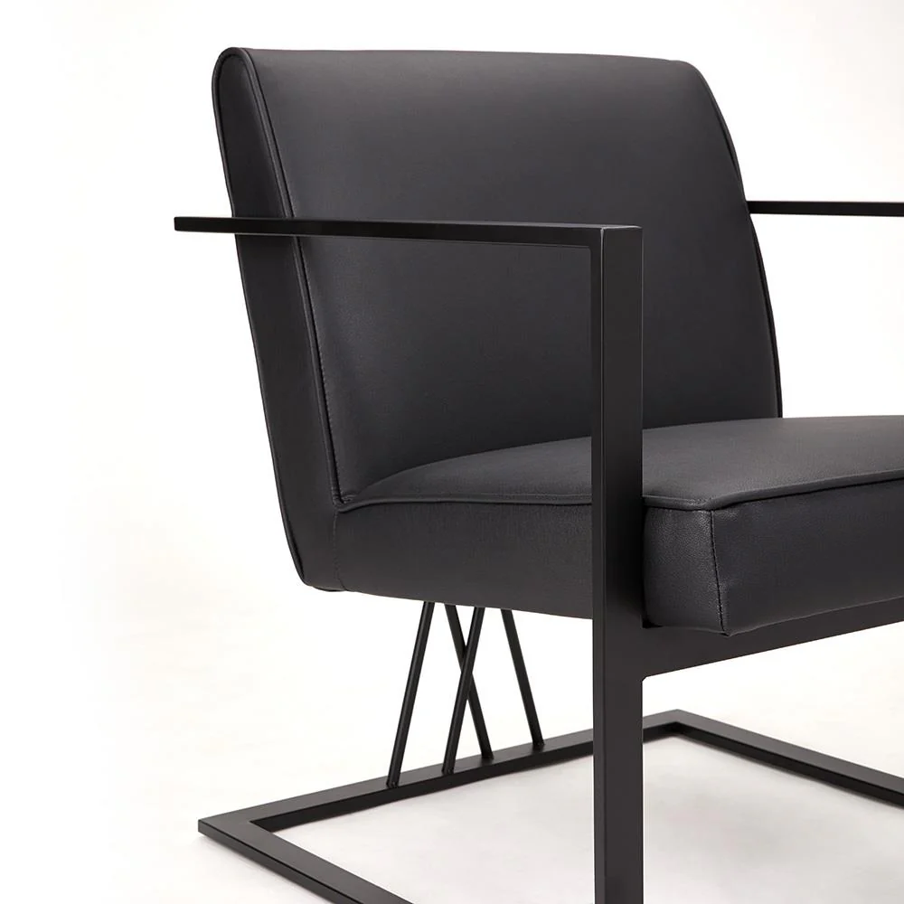 Fairmont Black Accent Chair Black Leatherette - Image 2