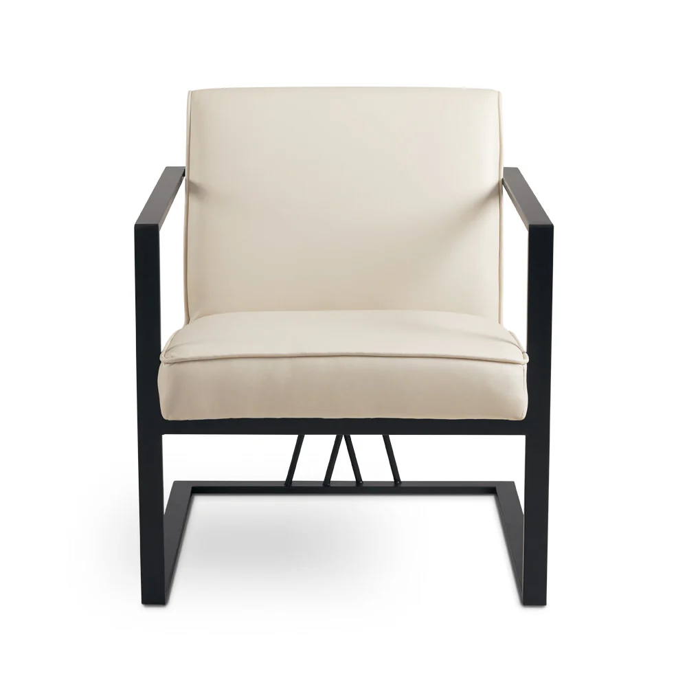 Fairmont Black Accent Chair Taupe Leatherette - Image 4
