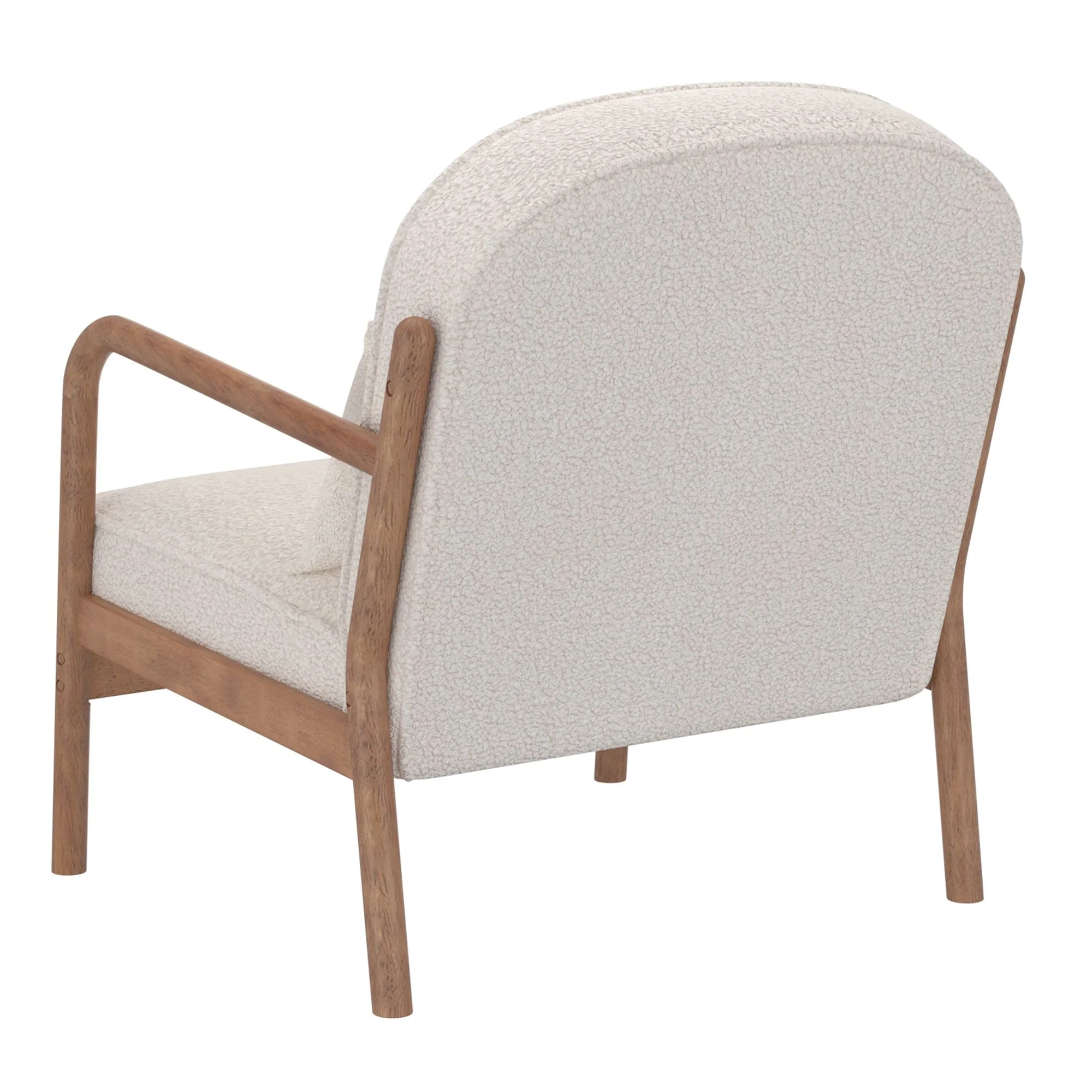 Fani Accent Chair, Fabric in White Boucle and Walnut - Image 3