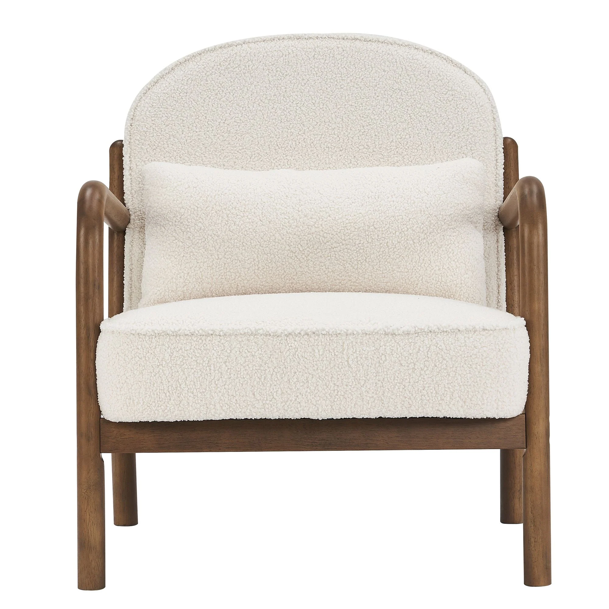 Fani Accent Chair, Fabric in White Boucle and Walnut - Image 5