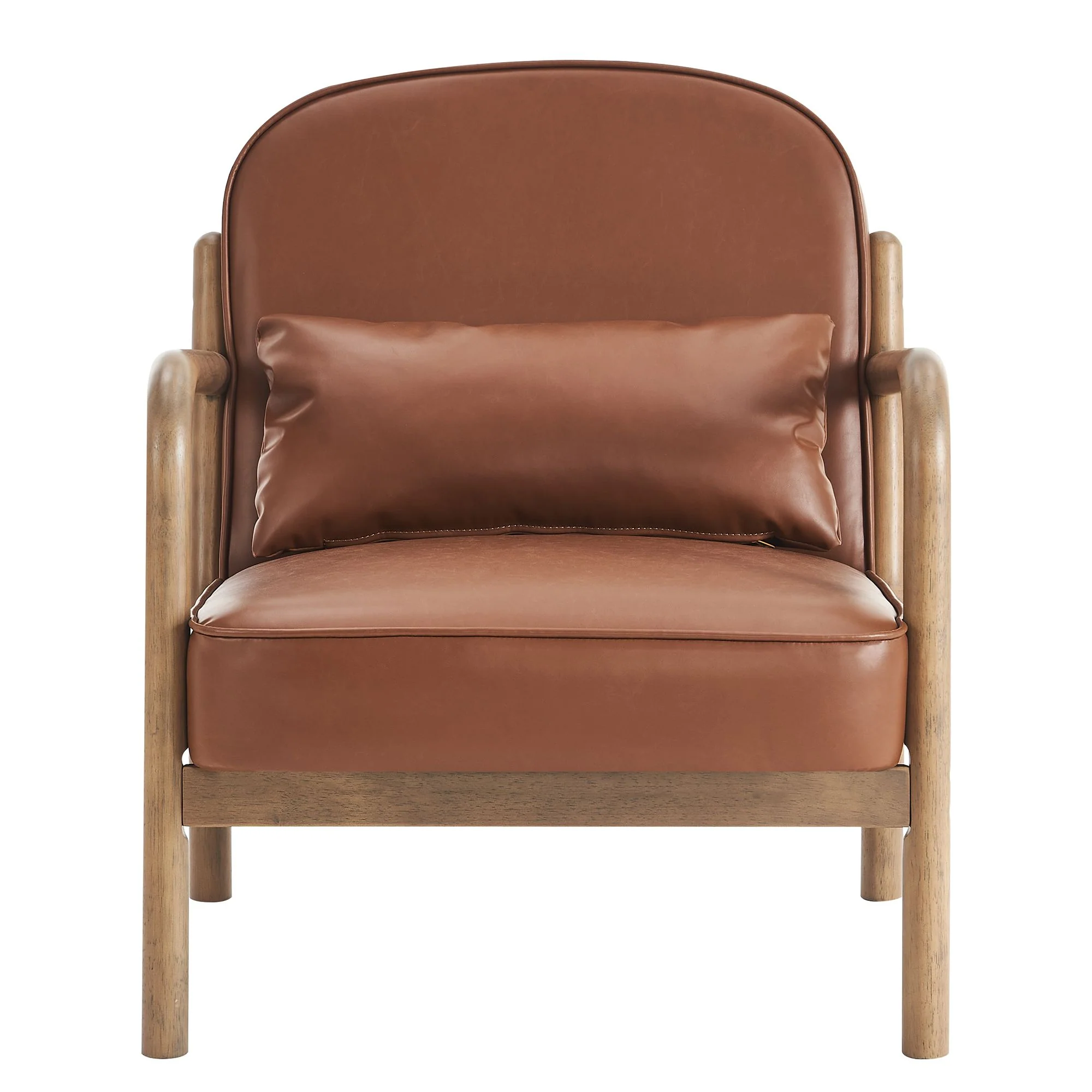 Fani Accent Chair, Faux Leather in Saddle and Walnut - Image 5