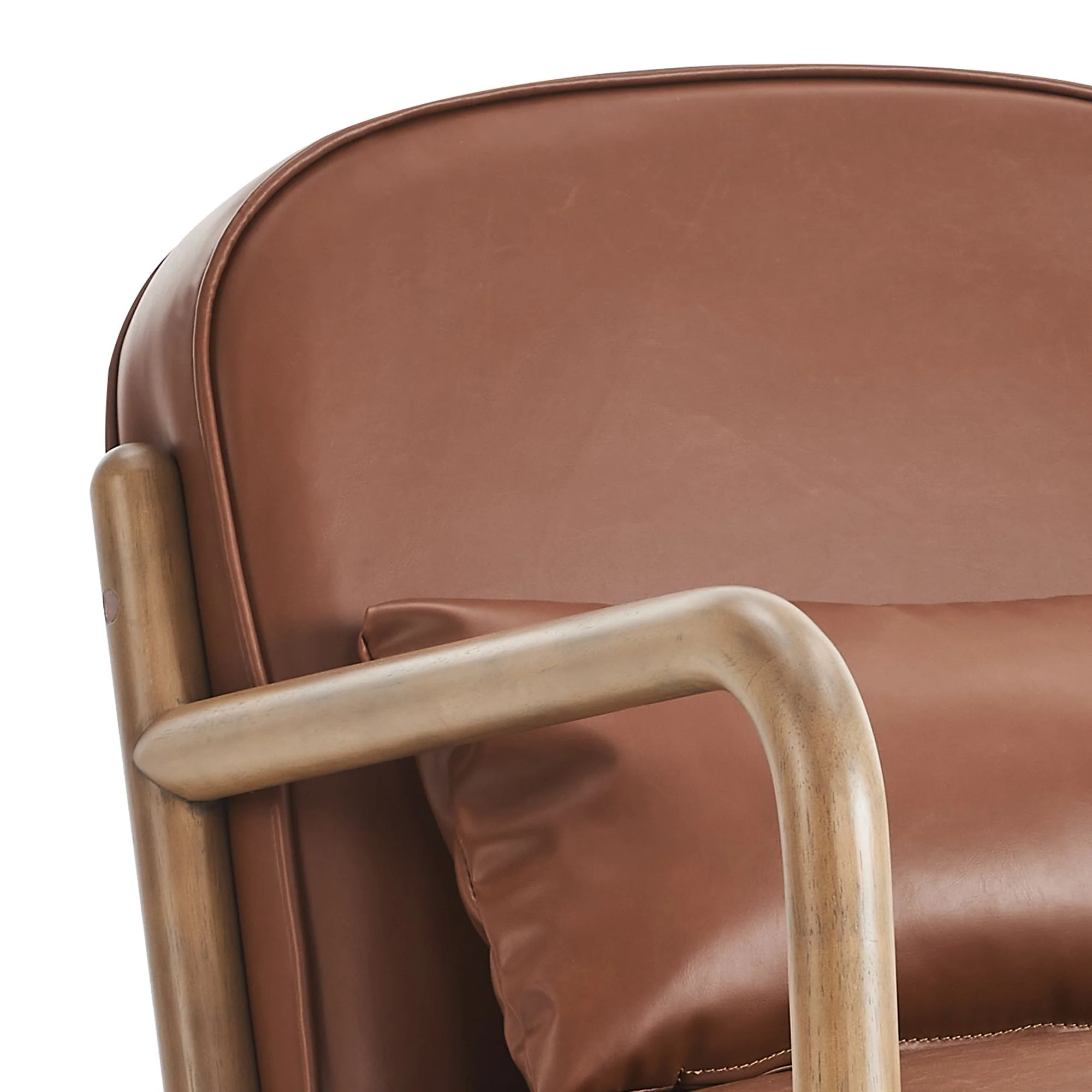 Fani Accent Chair, Faux Leather in Saddle and Walnut - Image 7