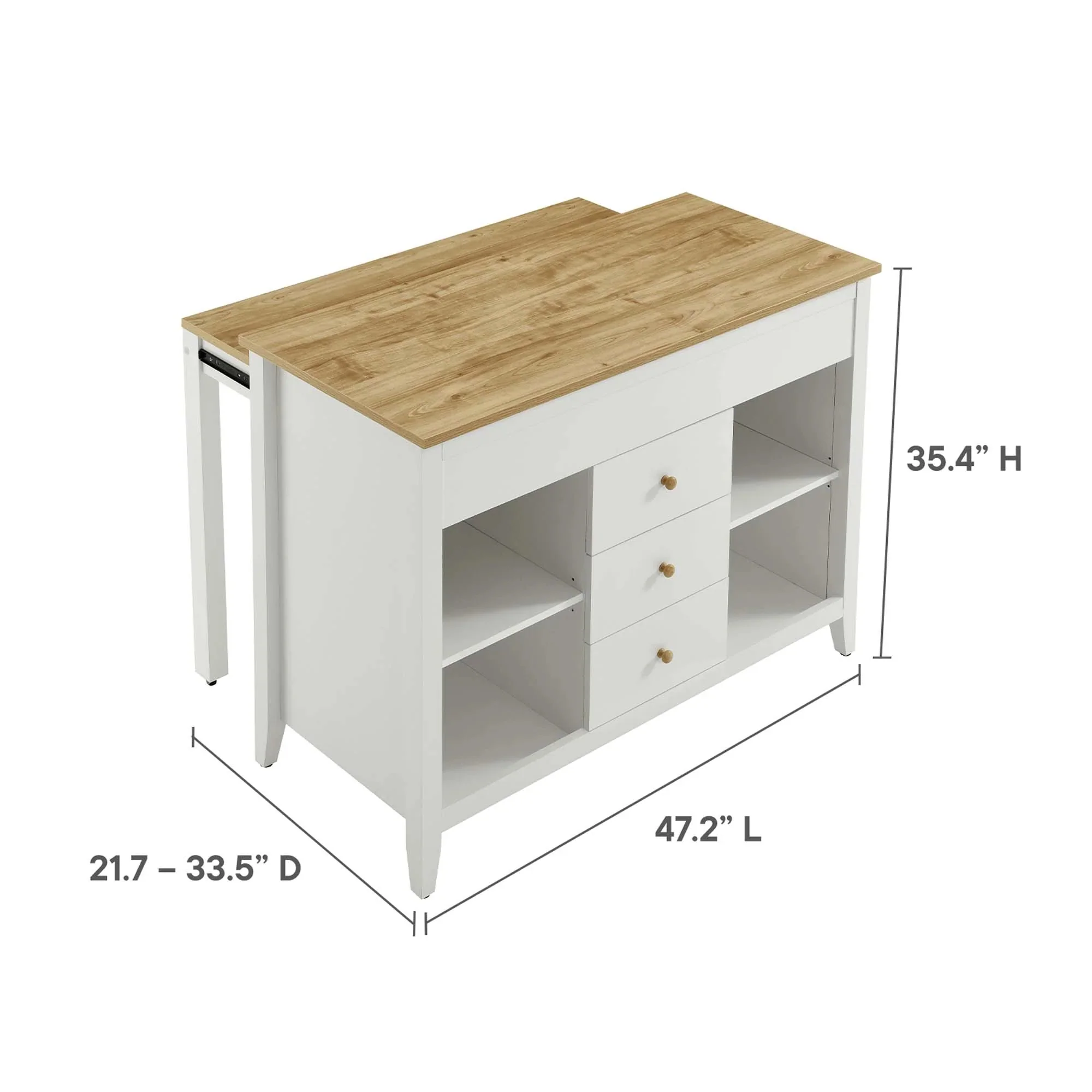 Farmstead 3-Piece Kitchen Island and Stool Set in Oak White - Image 10