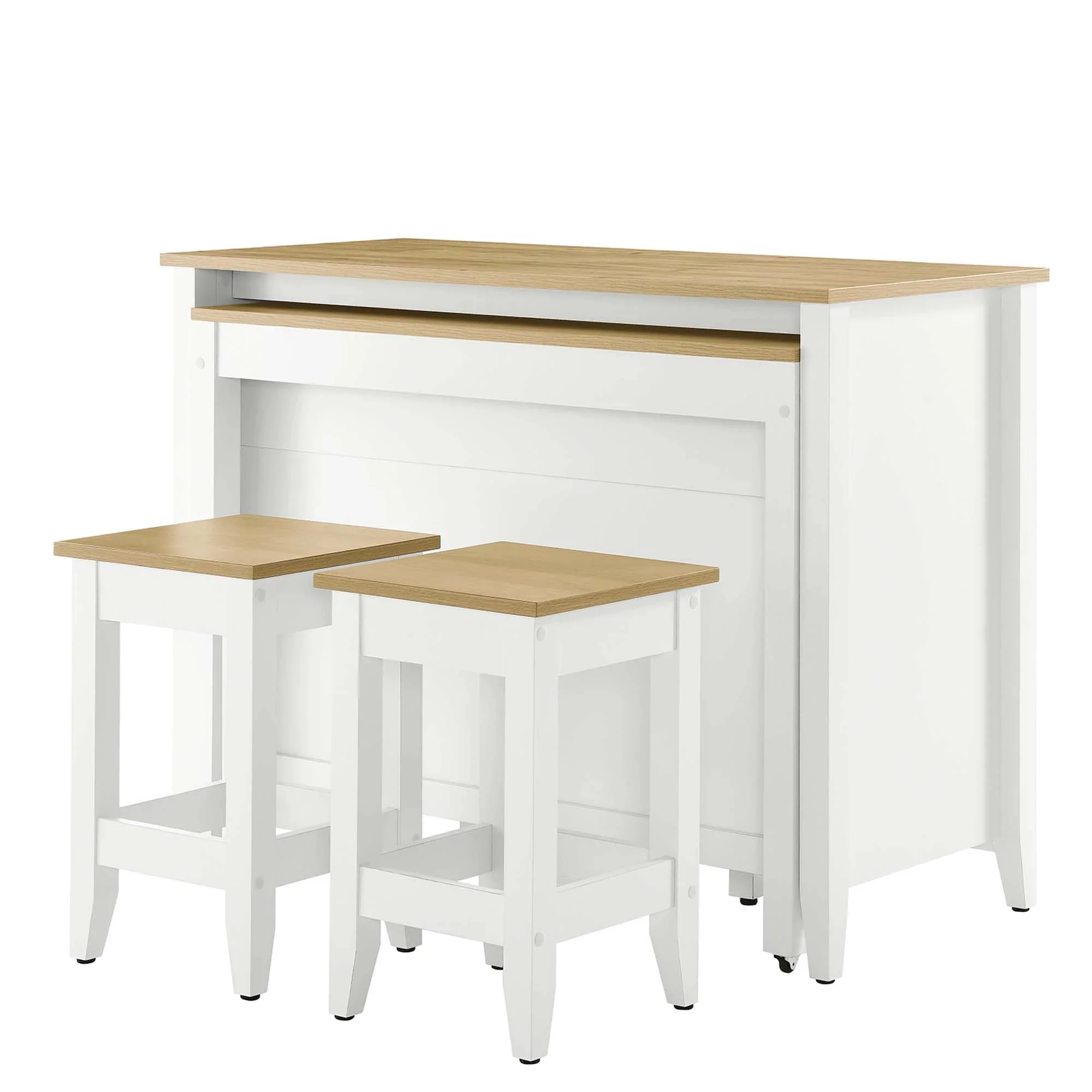 Farmstead 3-Piece Kitchen Island and Stool Set in Oak White - Image 5