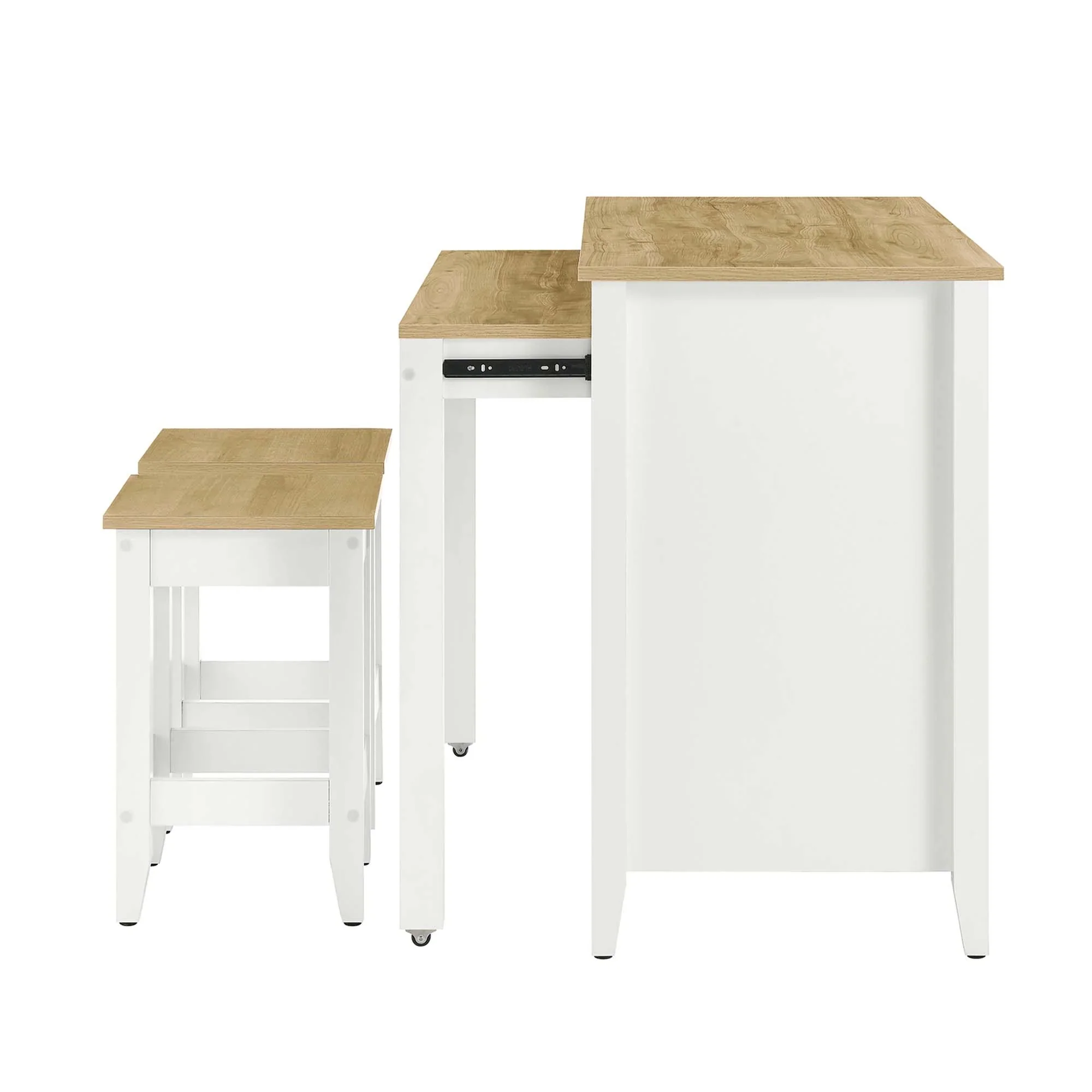 Farmstead 3-Piece Kitchen Island and Stool Set in Oak White - Image 6
