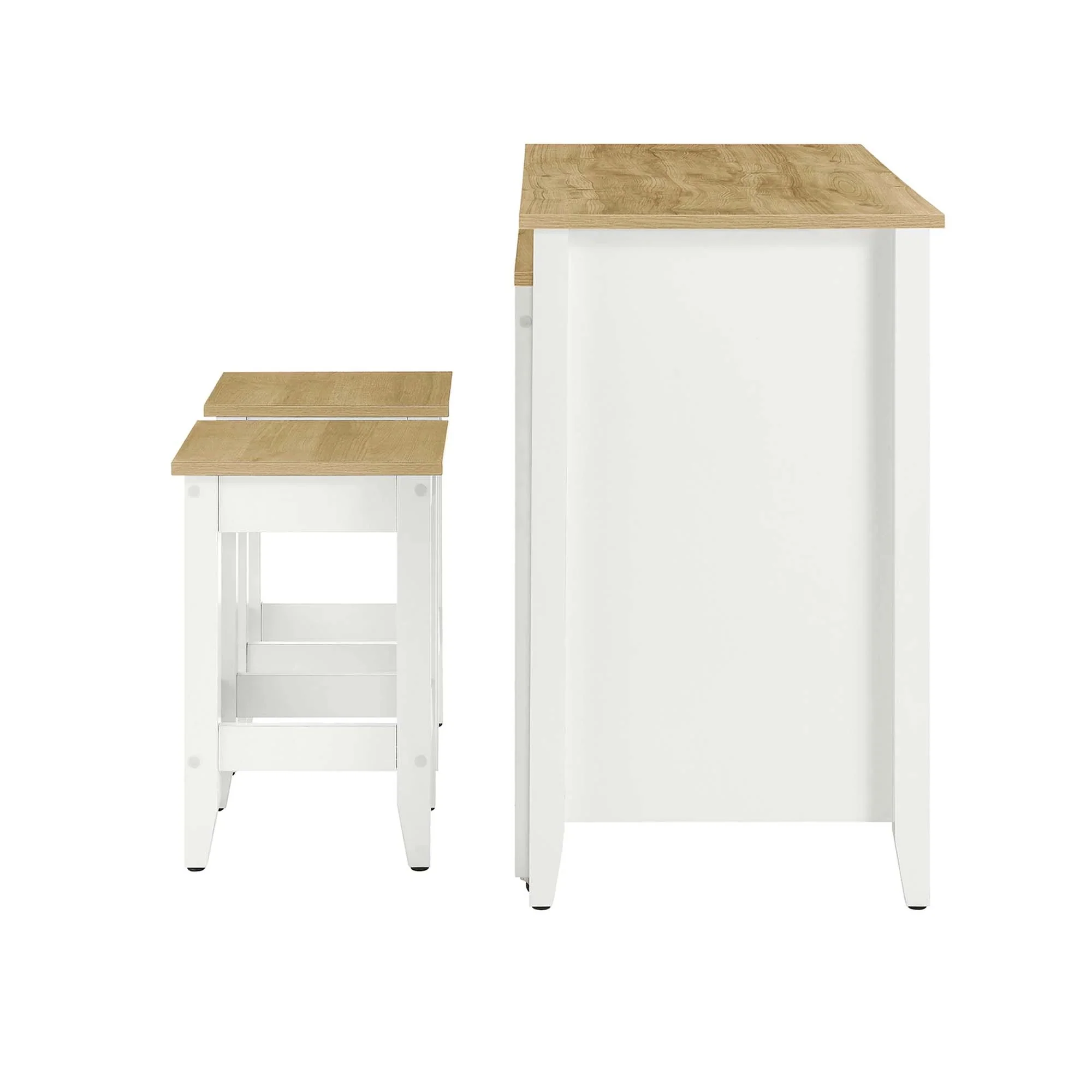 Farmstead 3-Piece Kitchen Island and Stool Set in Oak White - Image 7