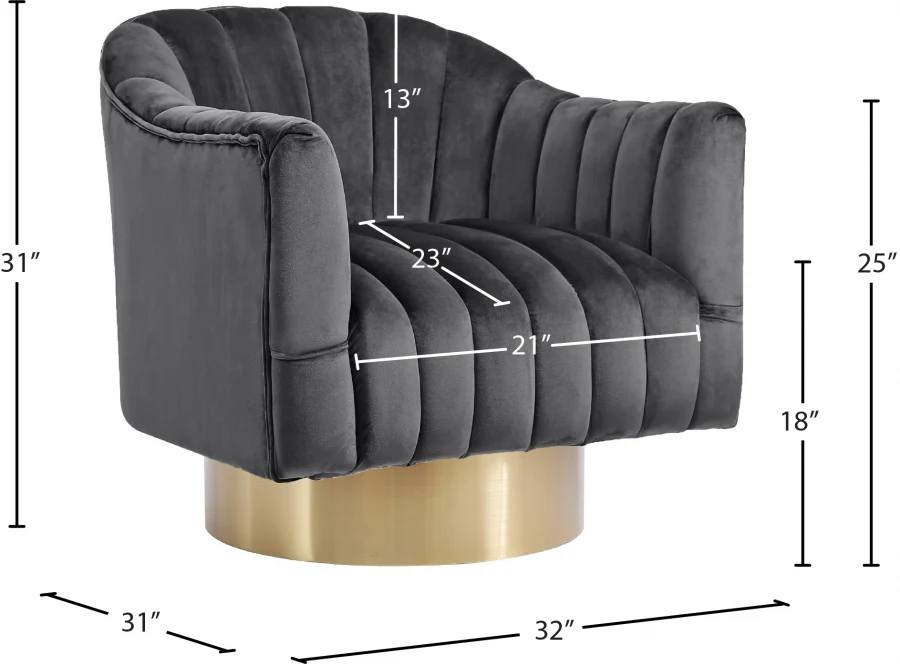 Farrah Velvet Upholstered Swivel Accent Chair - Image 11