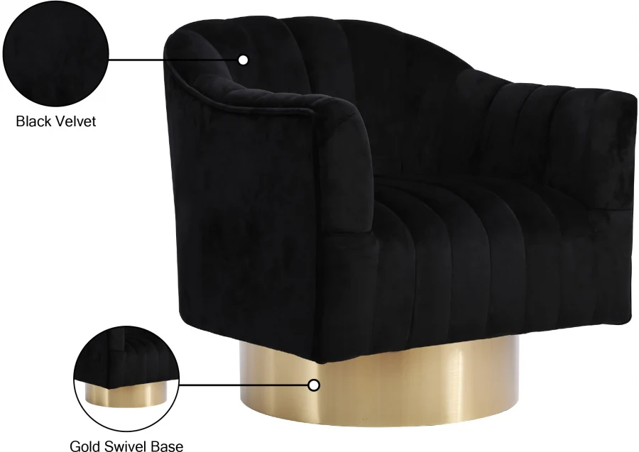 Farrah Velvet Upholstered Swivel Accent Chair - Image 6