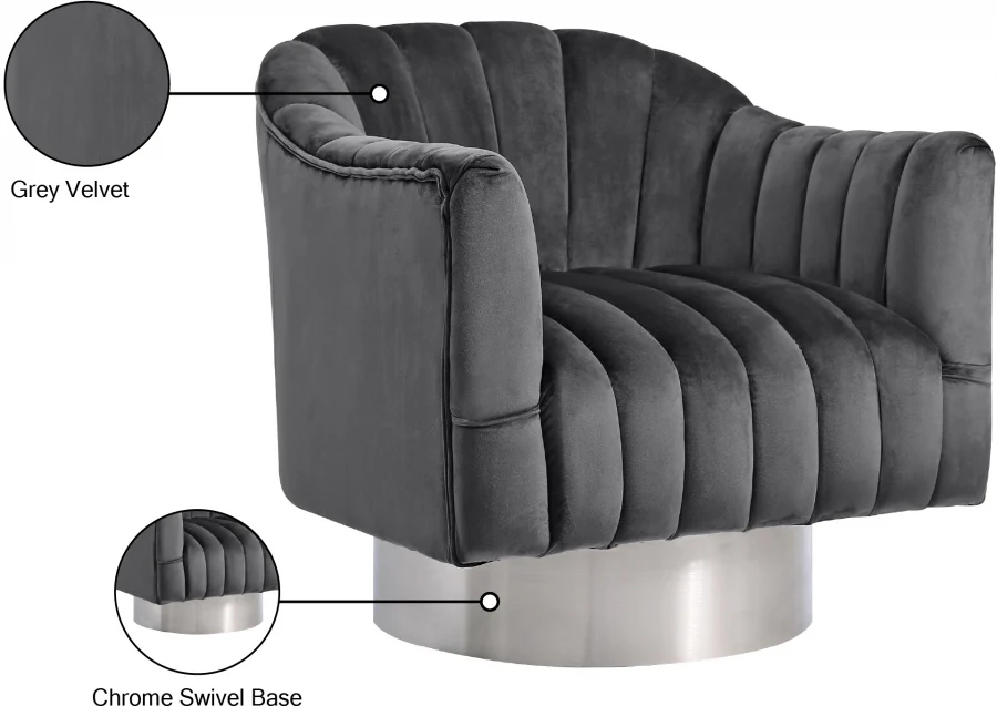 Farrah Velvet Upholstered Swivel Accent Chair - Image 6