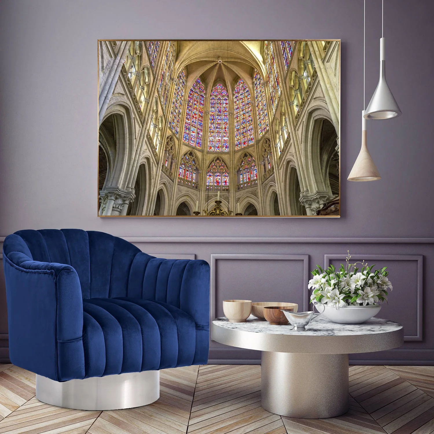 Farrah Velvet Upholstered Swivel Accent Chair - Image 8