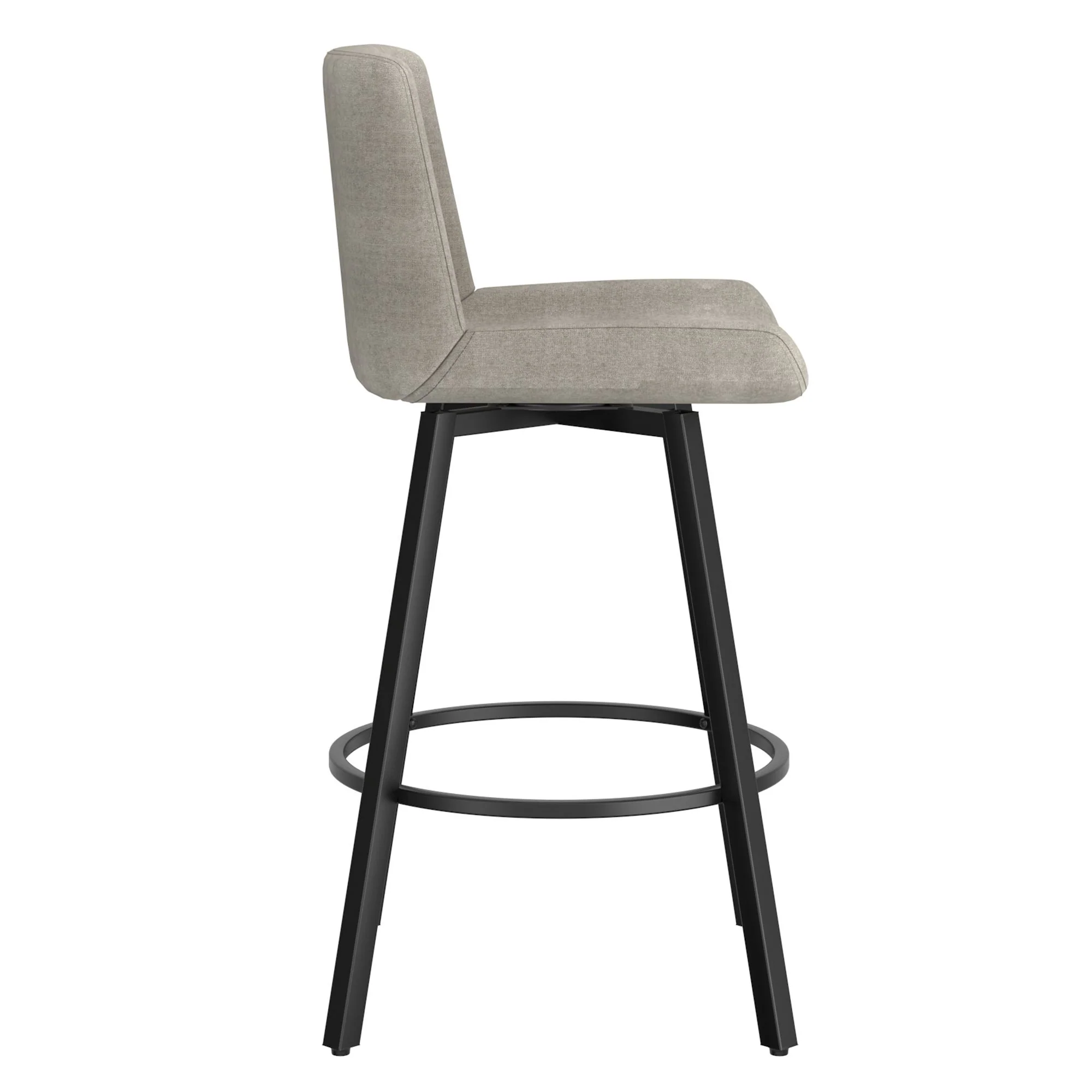 Fern 26" Counter Stool, set of 2, with Swivel in Grey Fabric and Black - Image 4