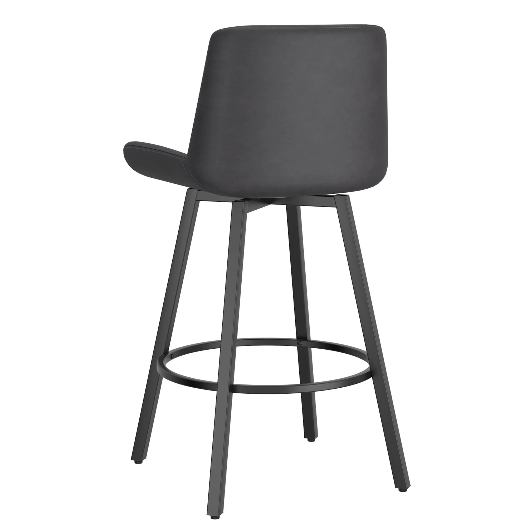Fern 26" Counter Stool, set of 2, with Swivel in Vintage Charcoal Faux Leather and Black - Image 3