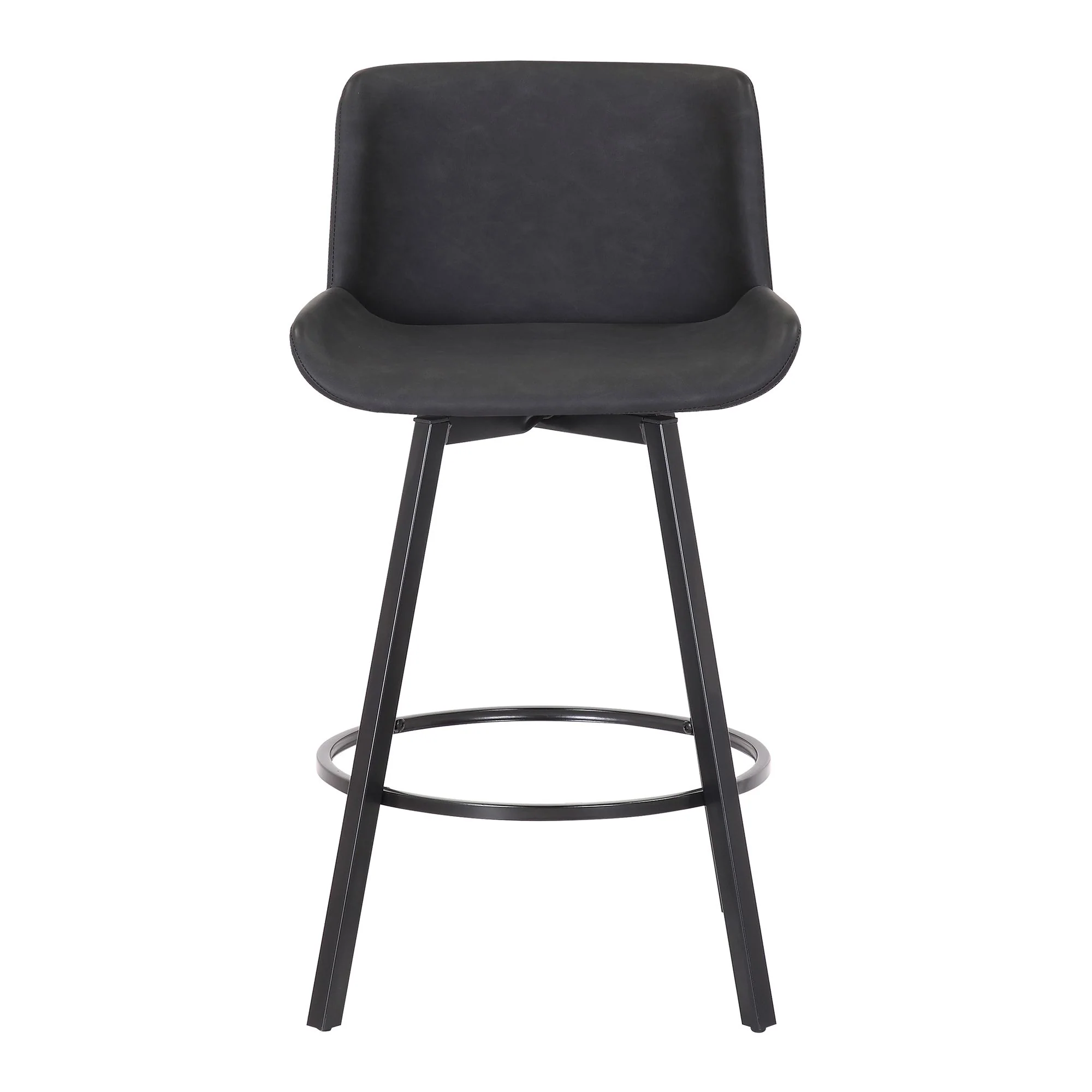 Fern 26" Counter Stool, set of 2, with Swivel in Vintage Charcoal Faux Leather and Black - Image 5