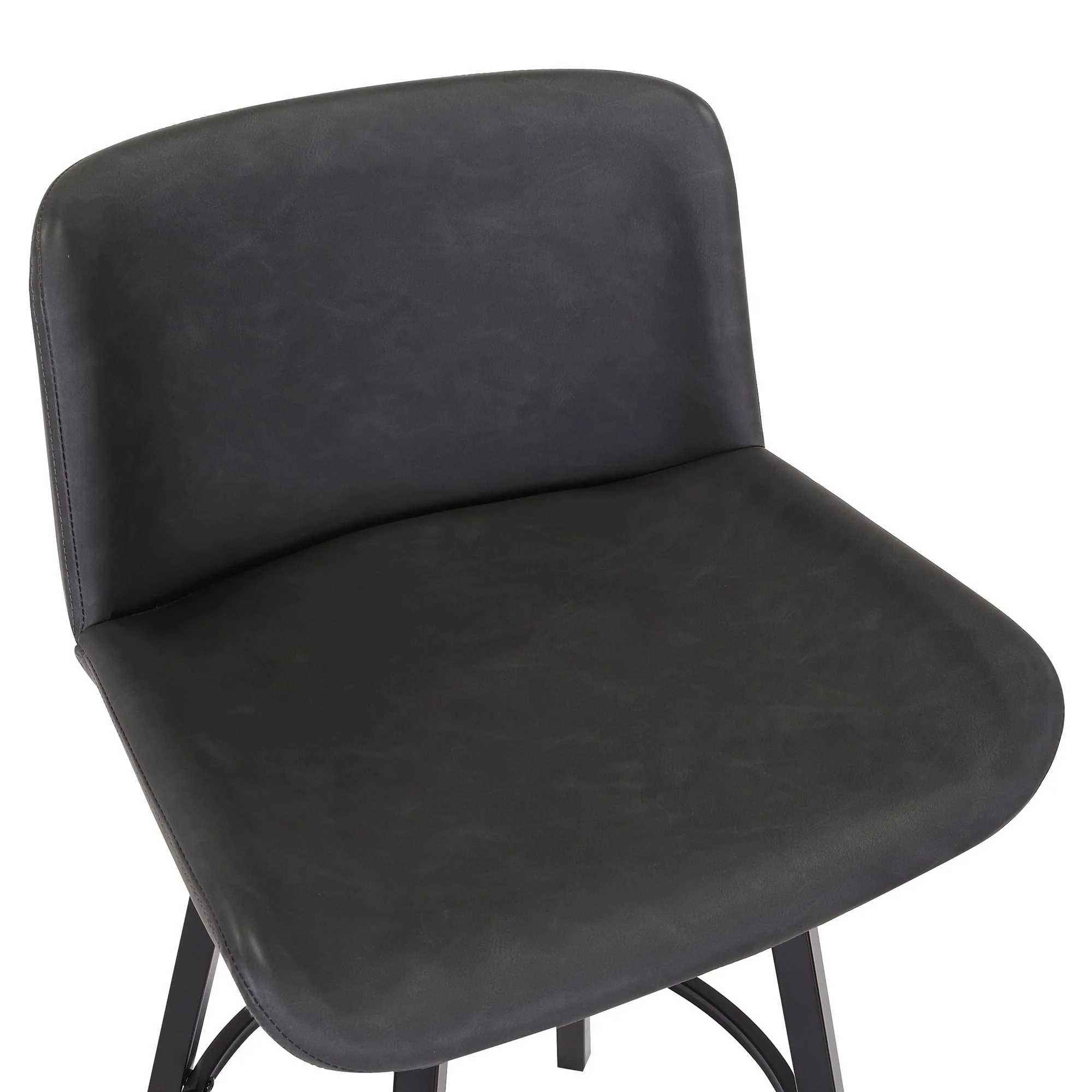 Fern 26" Counter Stool, set of 2, with Swivel in Vintage Charcoal Faux Leather and Black - Image 6