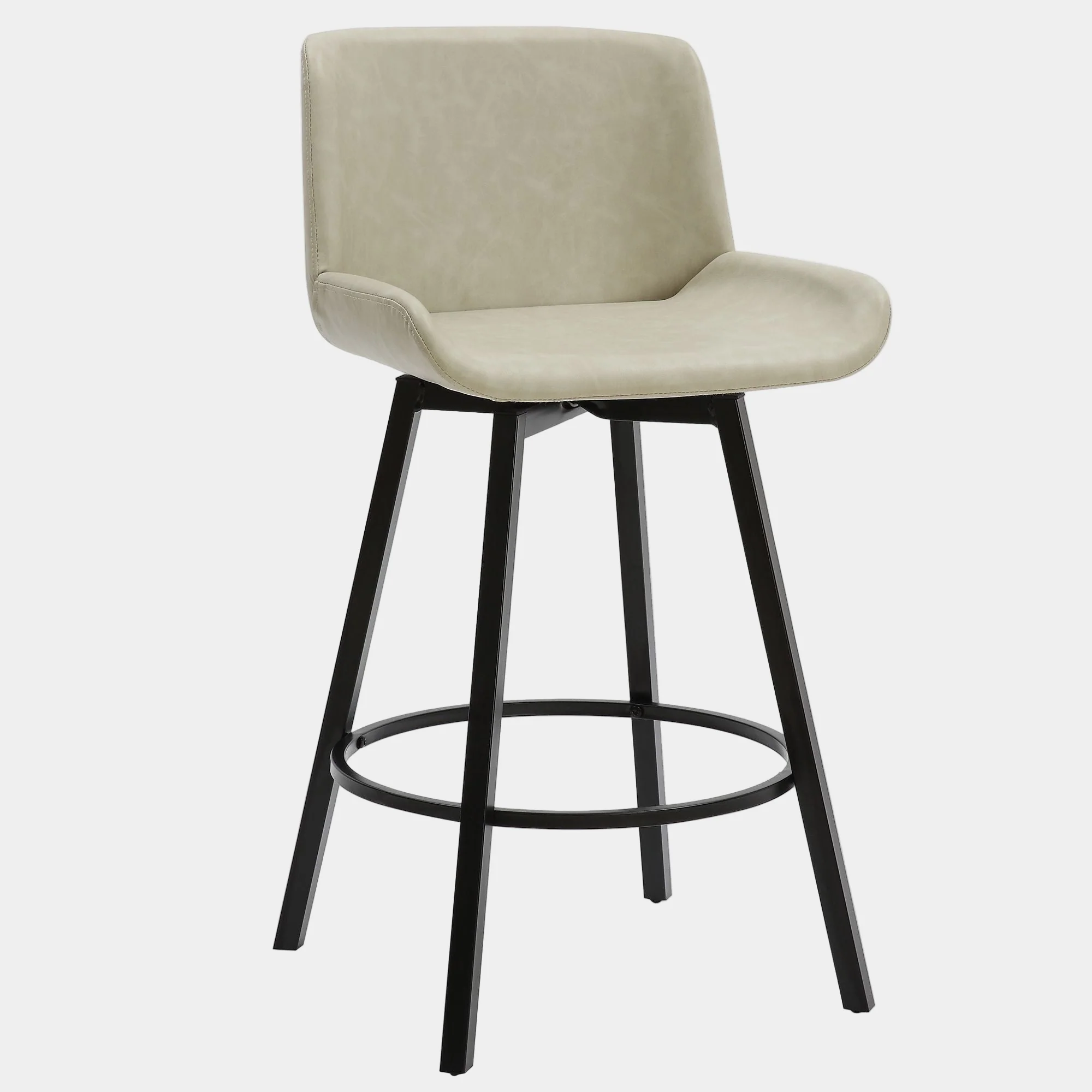 Fern 26" Counter Stool, set of 2, with Swivel in Vintage Ivory Faux Leather and Black