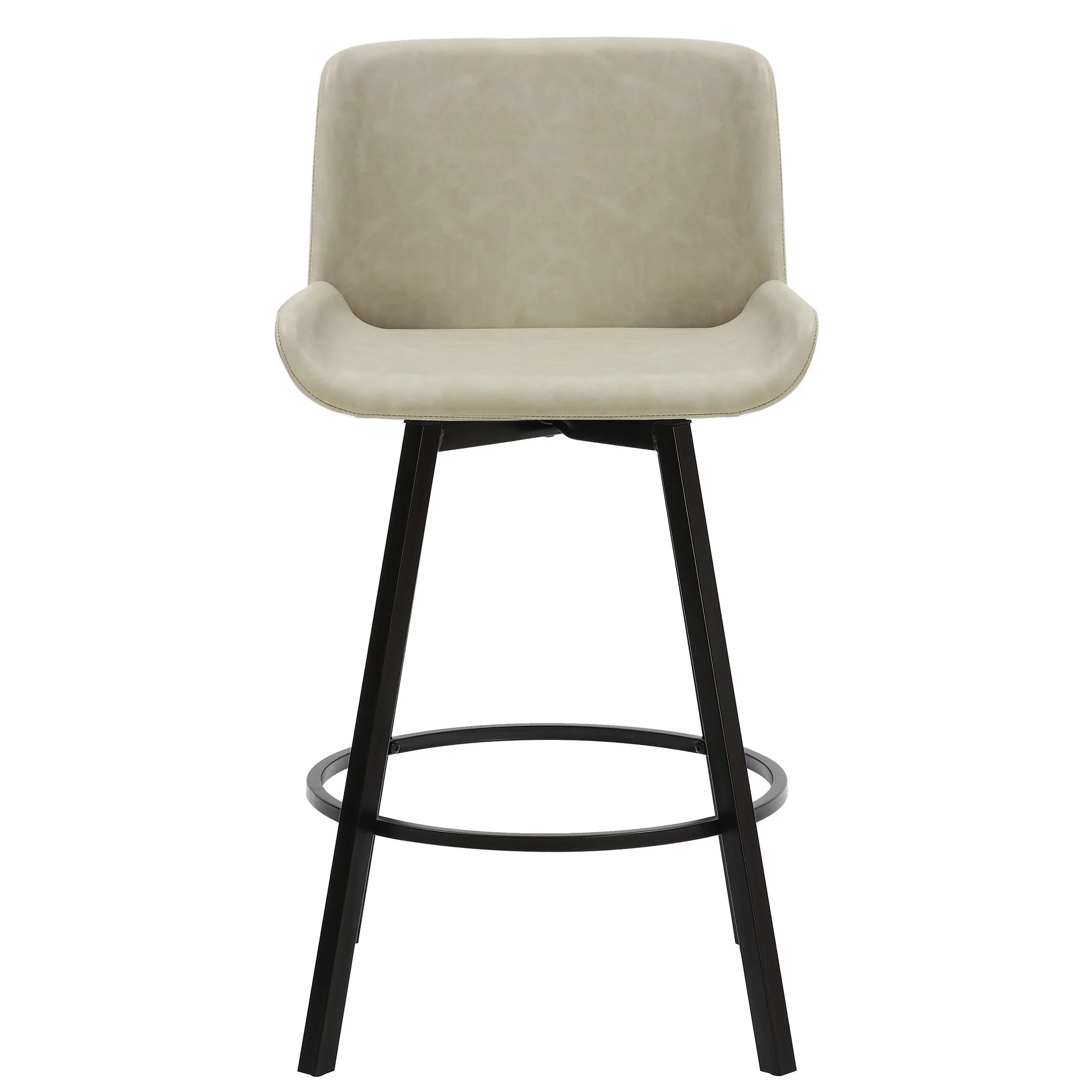 Fern 26" Counter Stool, set of 2, with Swivel in Vintage Ivory Faux Leather and Black - Image 5
