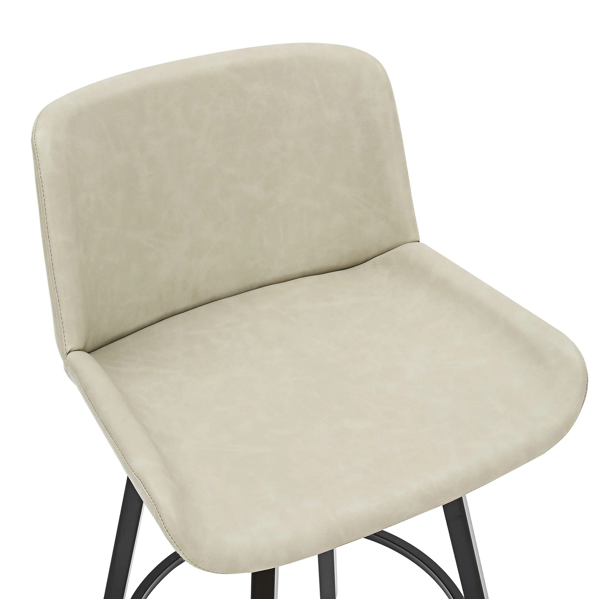 Fern 26" Counter Stool, set of 2, with Swivel in Vintage Ivory Faux Leather and Black - Image 6