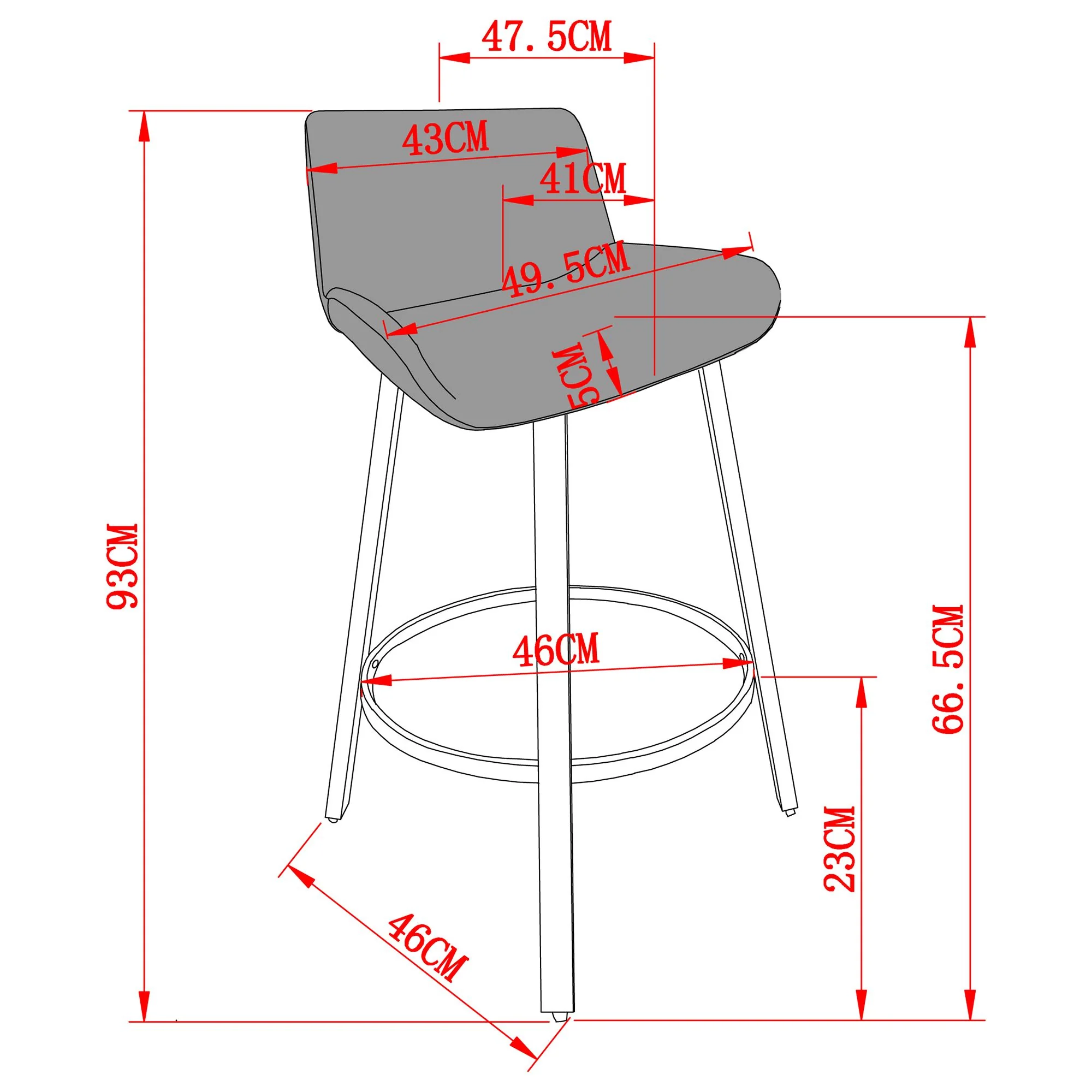 Fern 26" Counter Stool, set of 2, with Swivel in Vintage Ivory Faux Leather and Black - Image 8