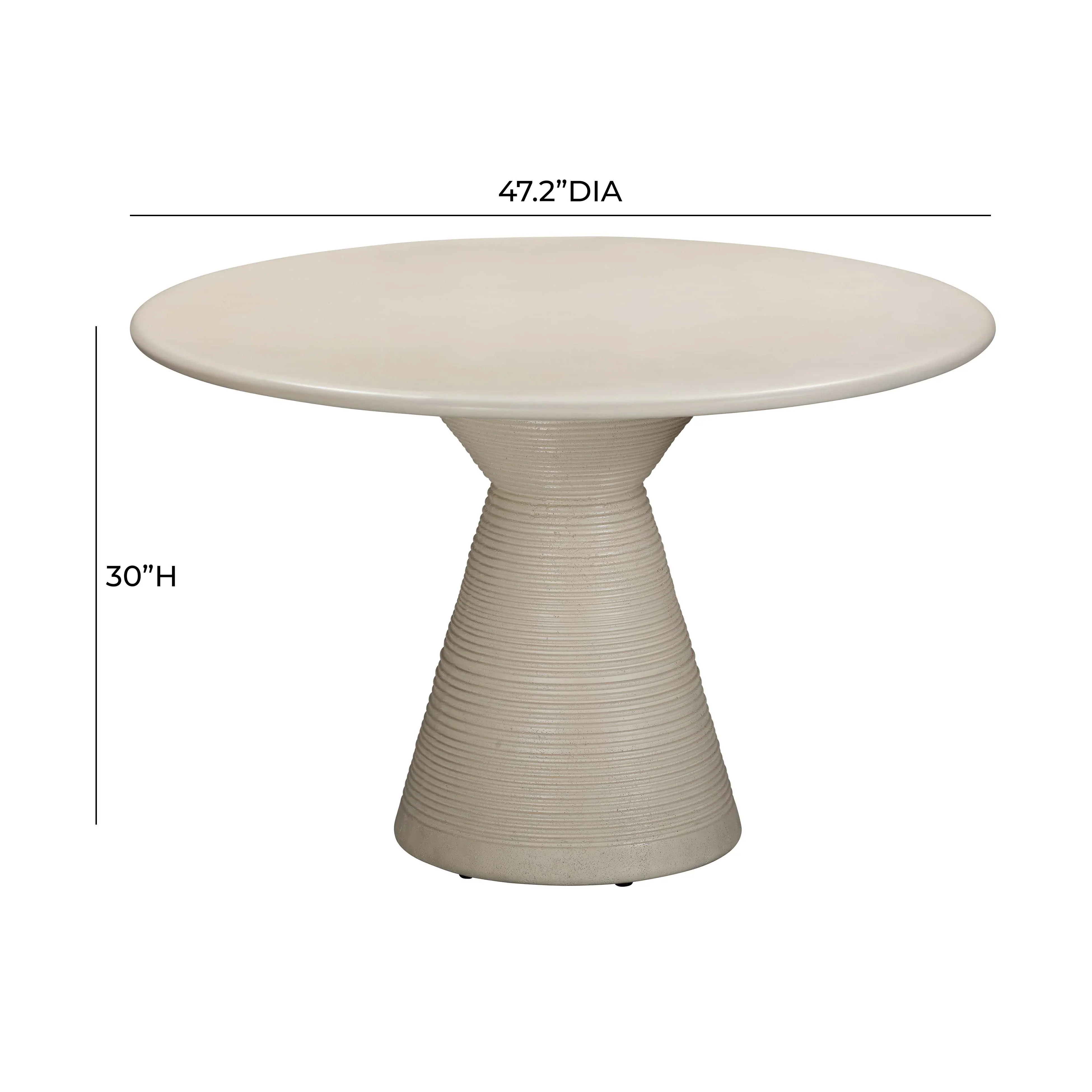 Fern 47" Beige Textured Faux Plaster Concrete Indoor / Outdoor Round Dining Table - Image 6